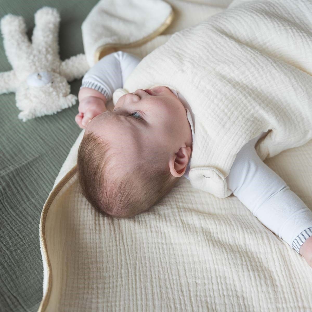 Couverture plaid bébé en polaire et coton oeko-tex les essentiels Cocoeko