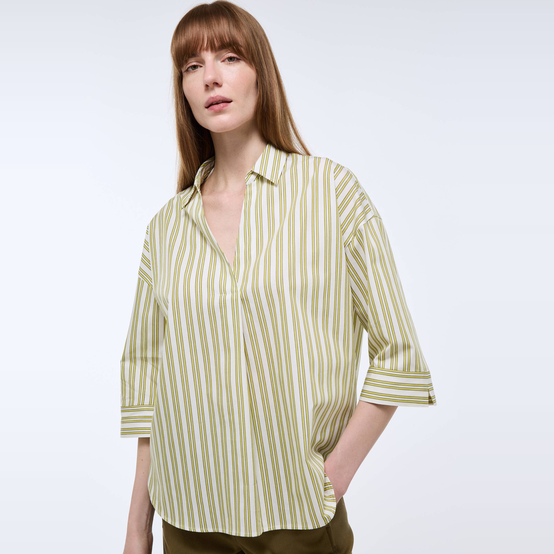 Blouse manches trois quarts unie en coton BIO GOTS, MONOPRIX