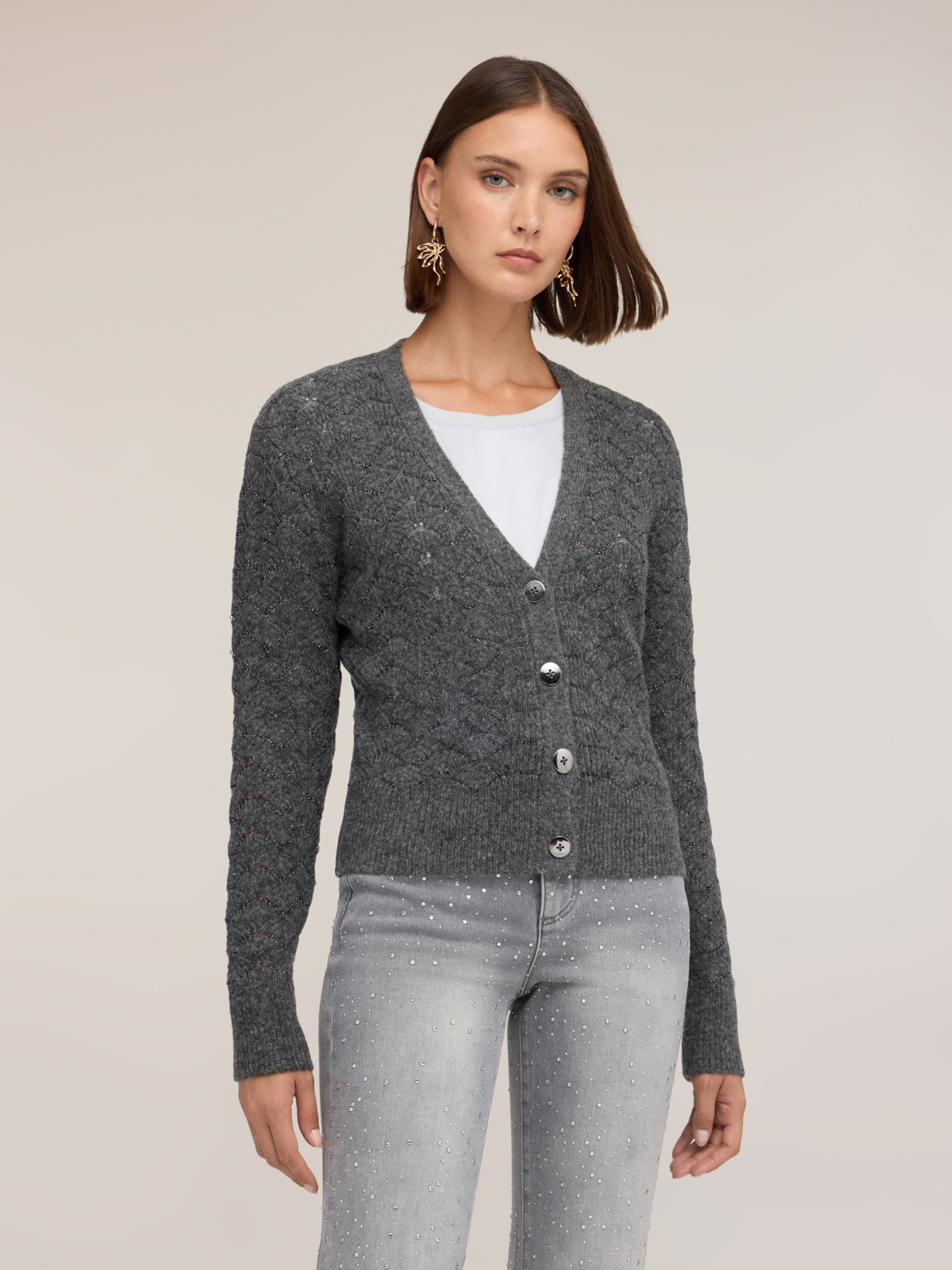 Cardigan court avec travail en éventail, MOTIVI
