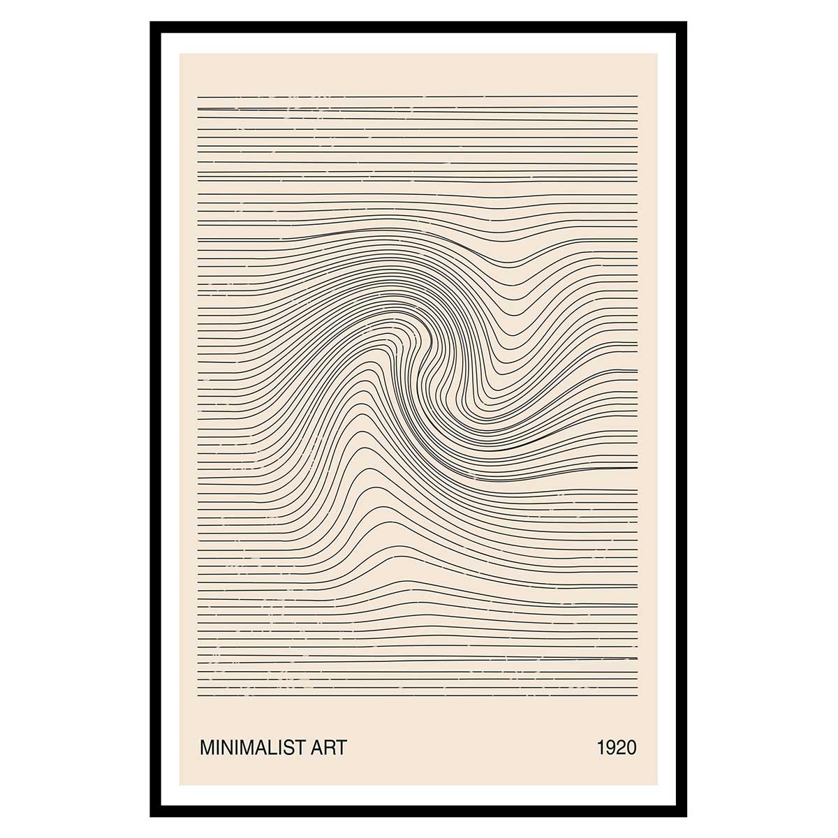 Affiche encadrée abstraite lignes minimalistes beiges, HEXOA