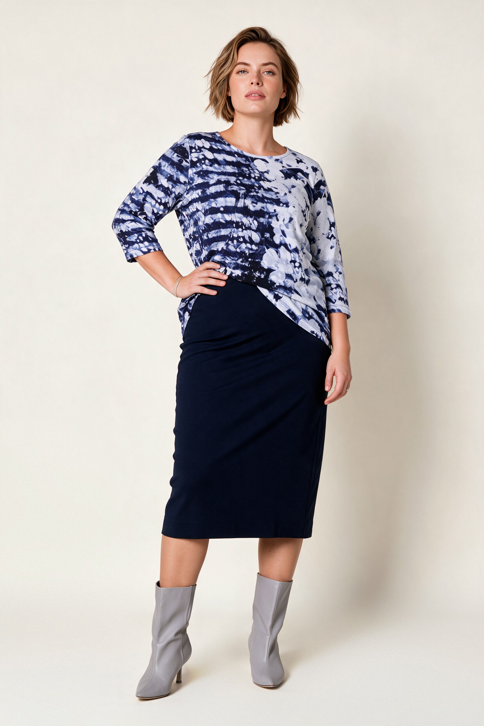 Jupe midi en maille, fente à la base, ULLA POPKEN