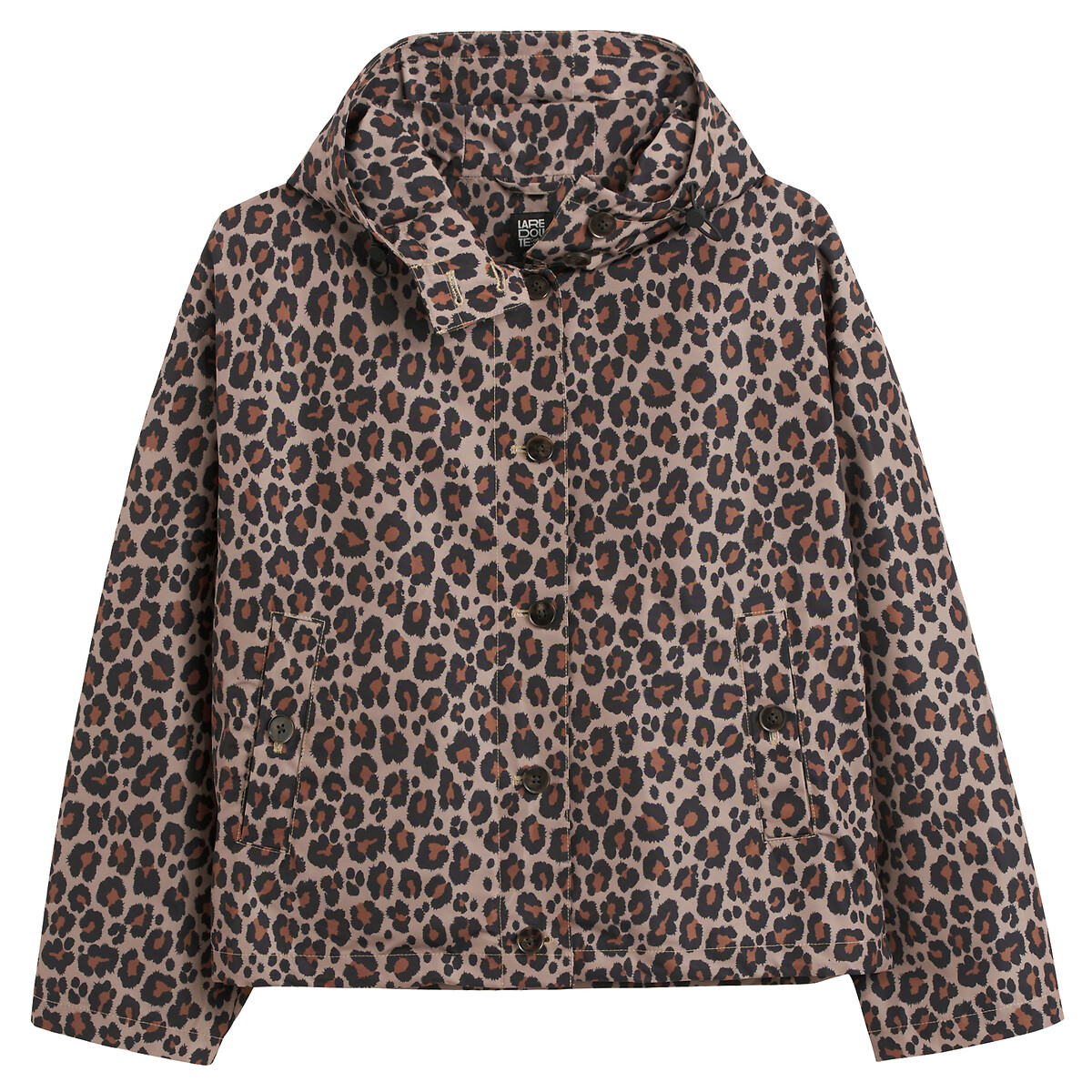 Animal print short windbreaker with hood leopard print La