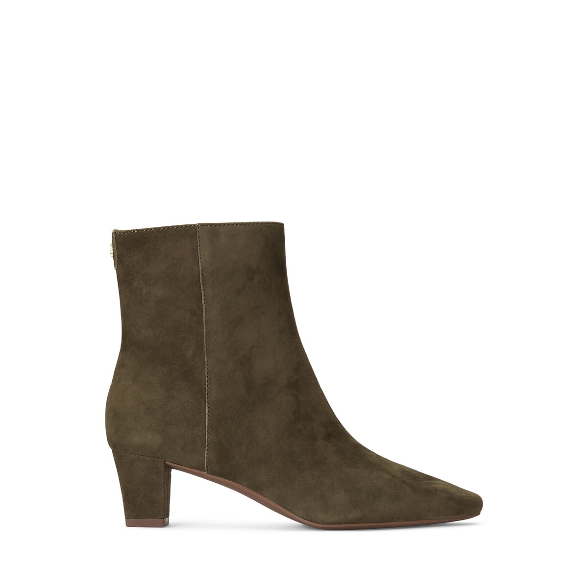 Willa Suede Ankle Boots with Pointed Toe, Zip Fastening and Block Heel