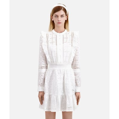 Cotton Embroidered Mini Dress with Long Sleeves THE KOOPLES