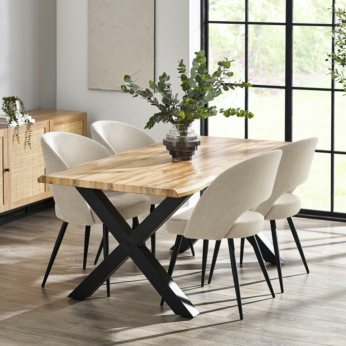 Harlen Rustic Oak Dining Table with Waved Edge, SO'HOME
