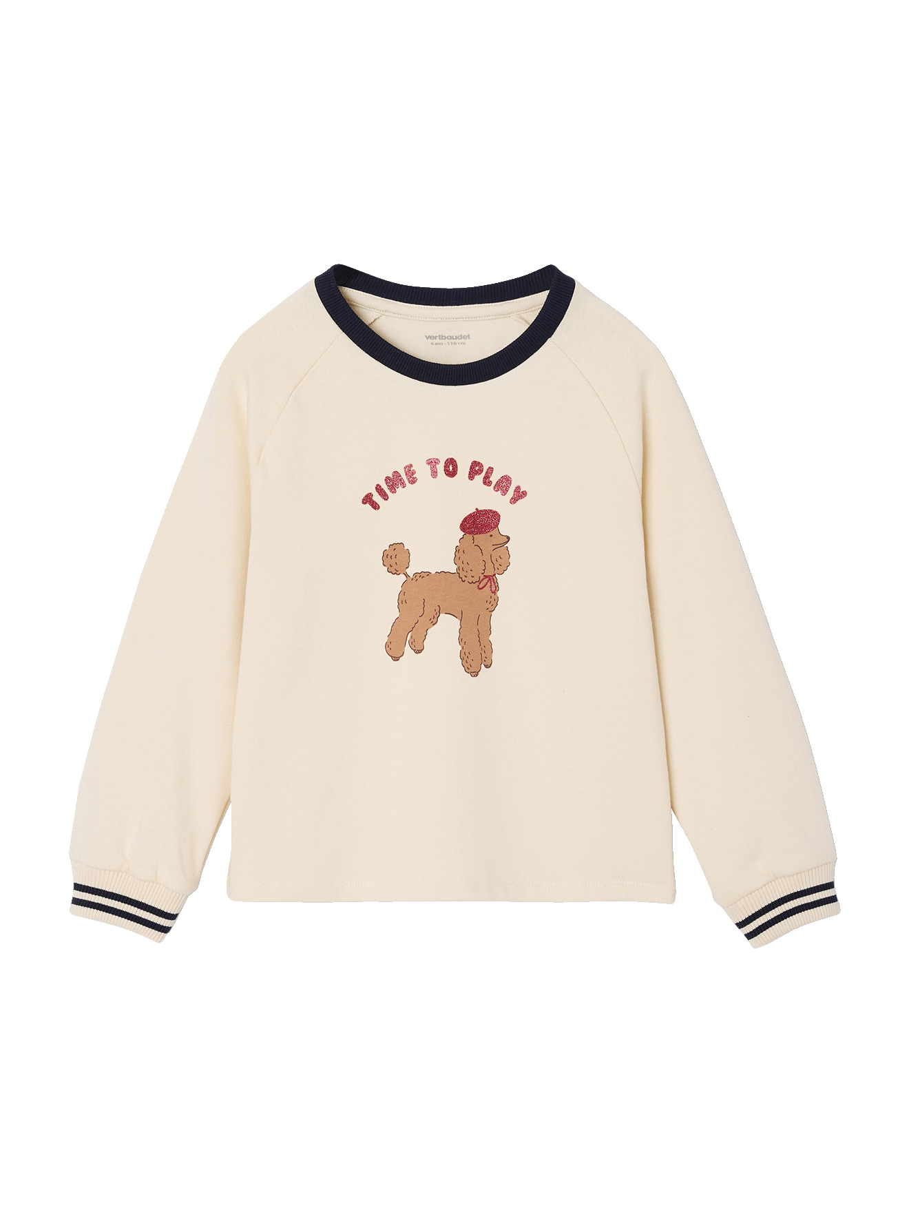 T-shirt motif chien détails glitter manches longues, VERTBAUDET