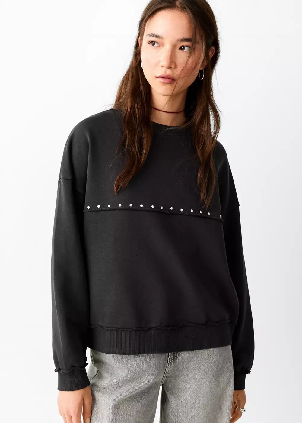Sweat coton détail clous, MANGO TEEN