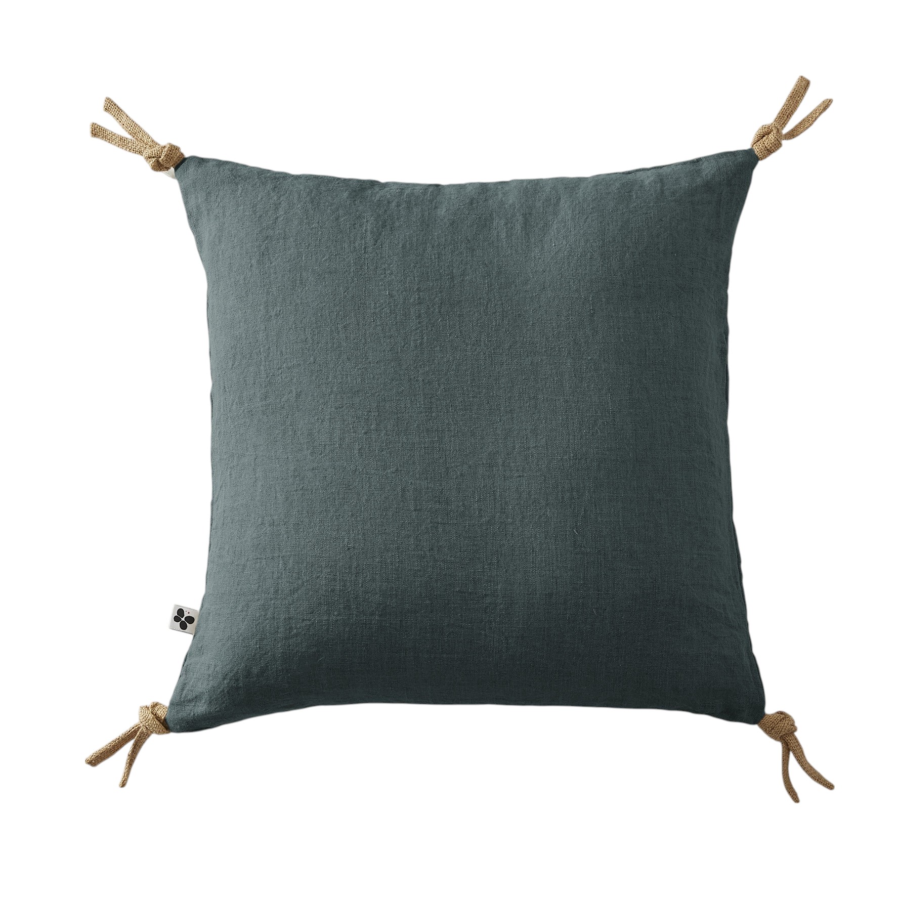 Coussin pompons lin lave 45 x45 cm Soline naturel, EDEN