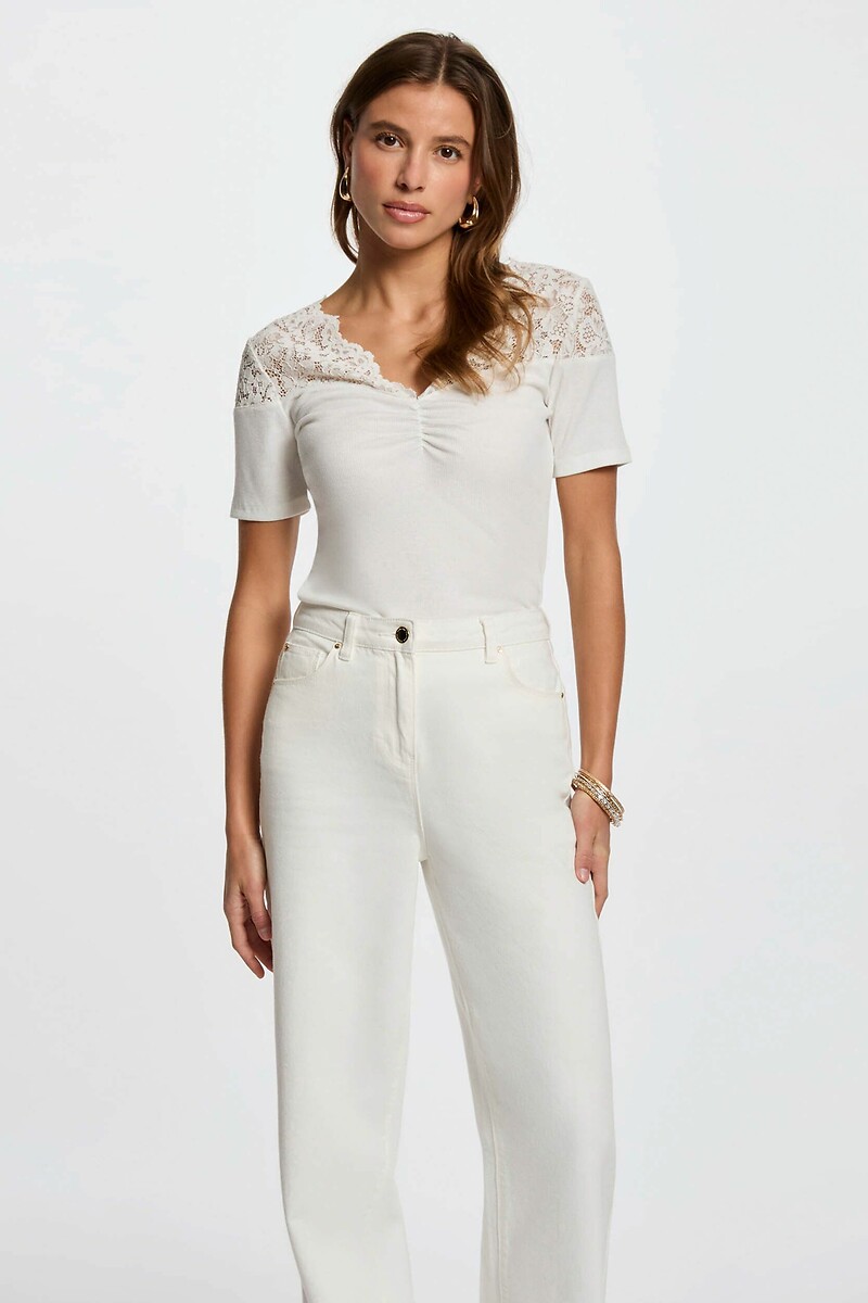 T-shirt col V, manches courtes