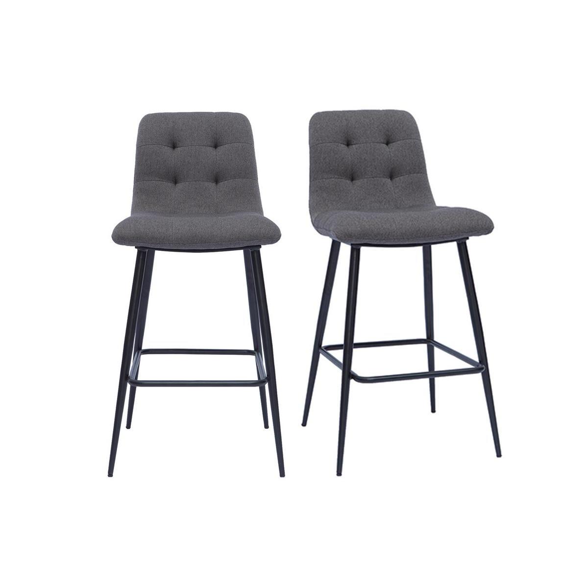 Tabourets de bar design en tissu gris et métal H65 cm (lot de 2) ESCAPE, MILIBOO