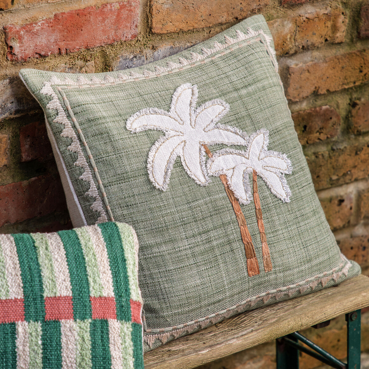 Nia Embroidered Palm Tree Filled Cushion, SO'HOME