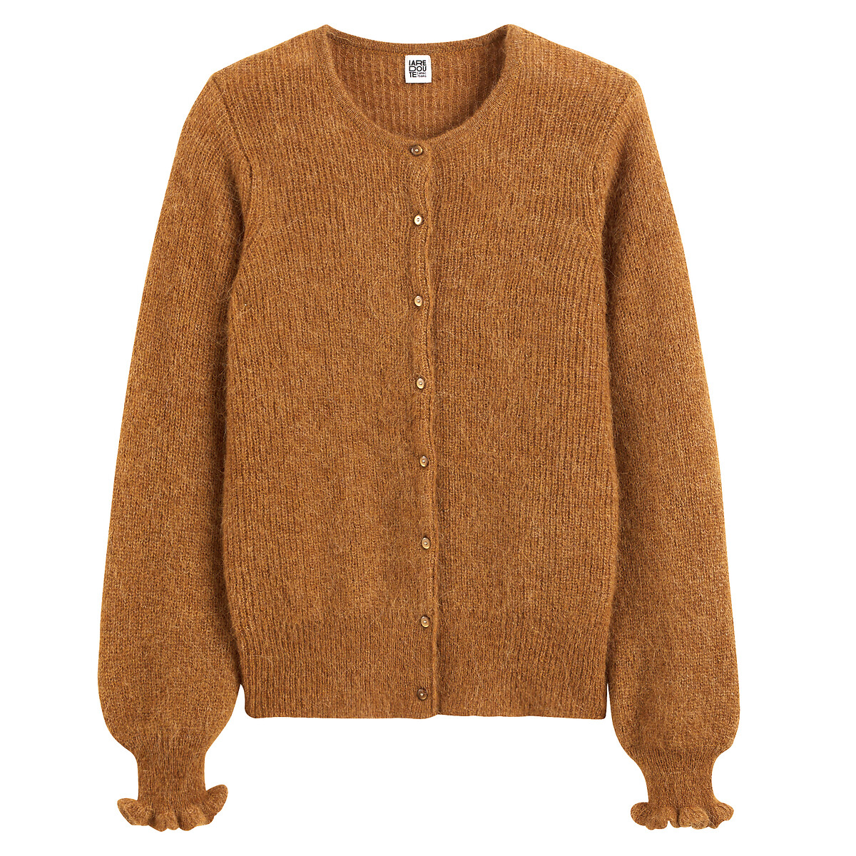 Alpaca mix cardigan with ruffled cuffs La Redoute Collections La Redoute