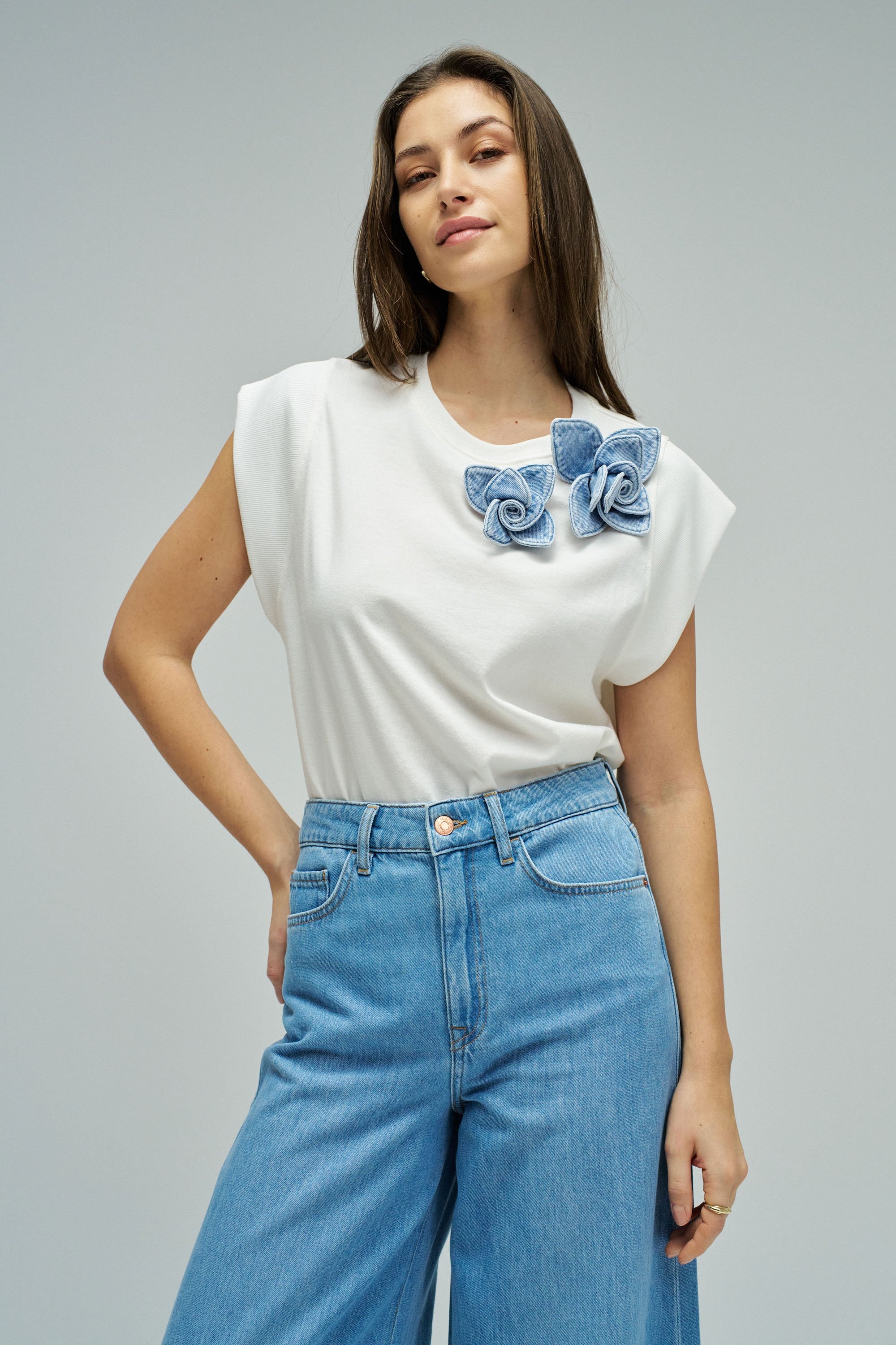 T-SHIRT AVEC APPLIQUE FLORALE, SALSA JEANS