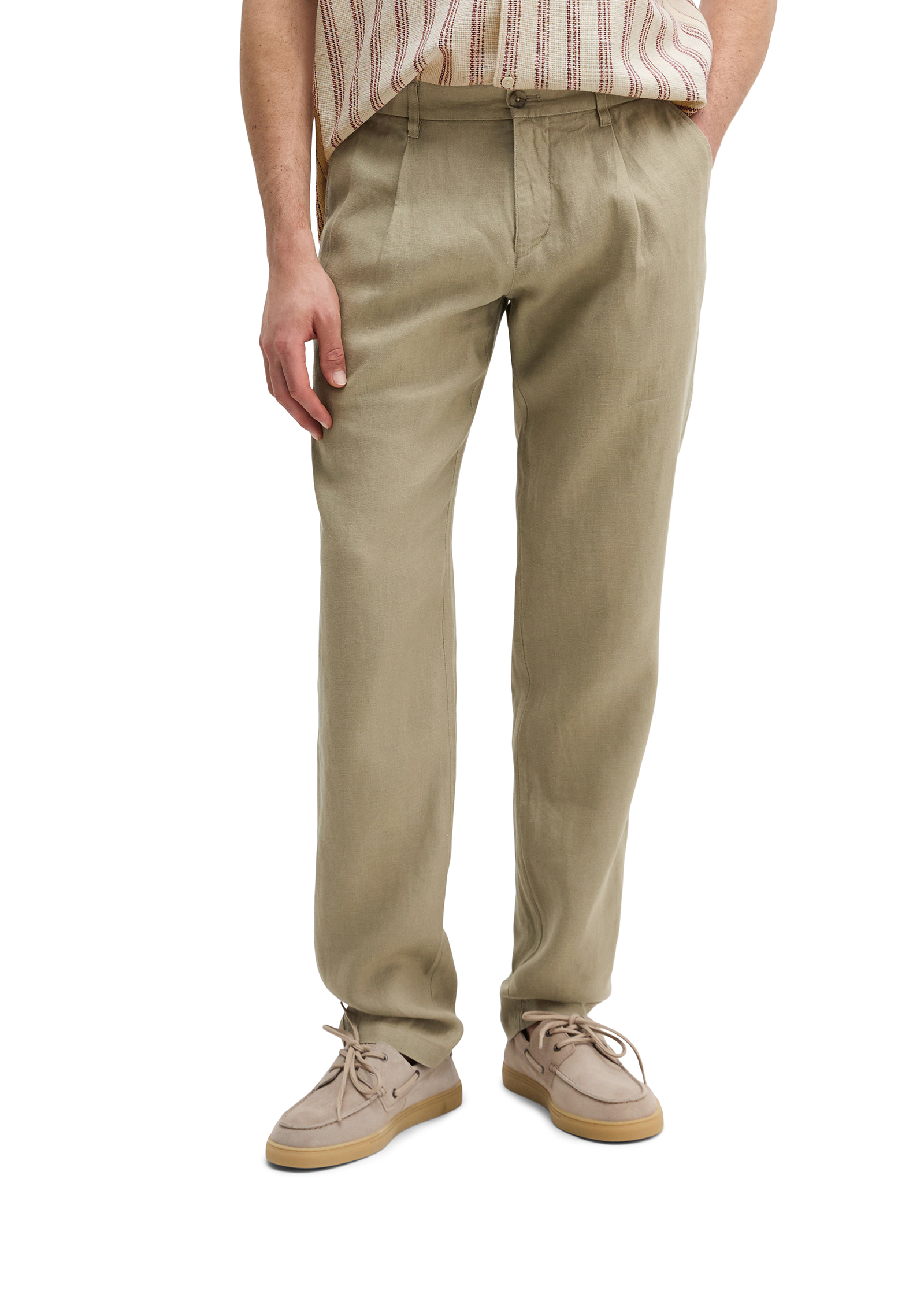 Pantalon en lin modèle Osby Jogger pleats avec ceinture élastique, MARC O'POLO