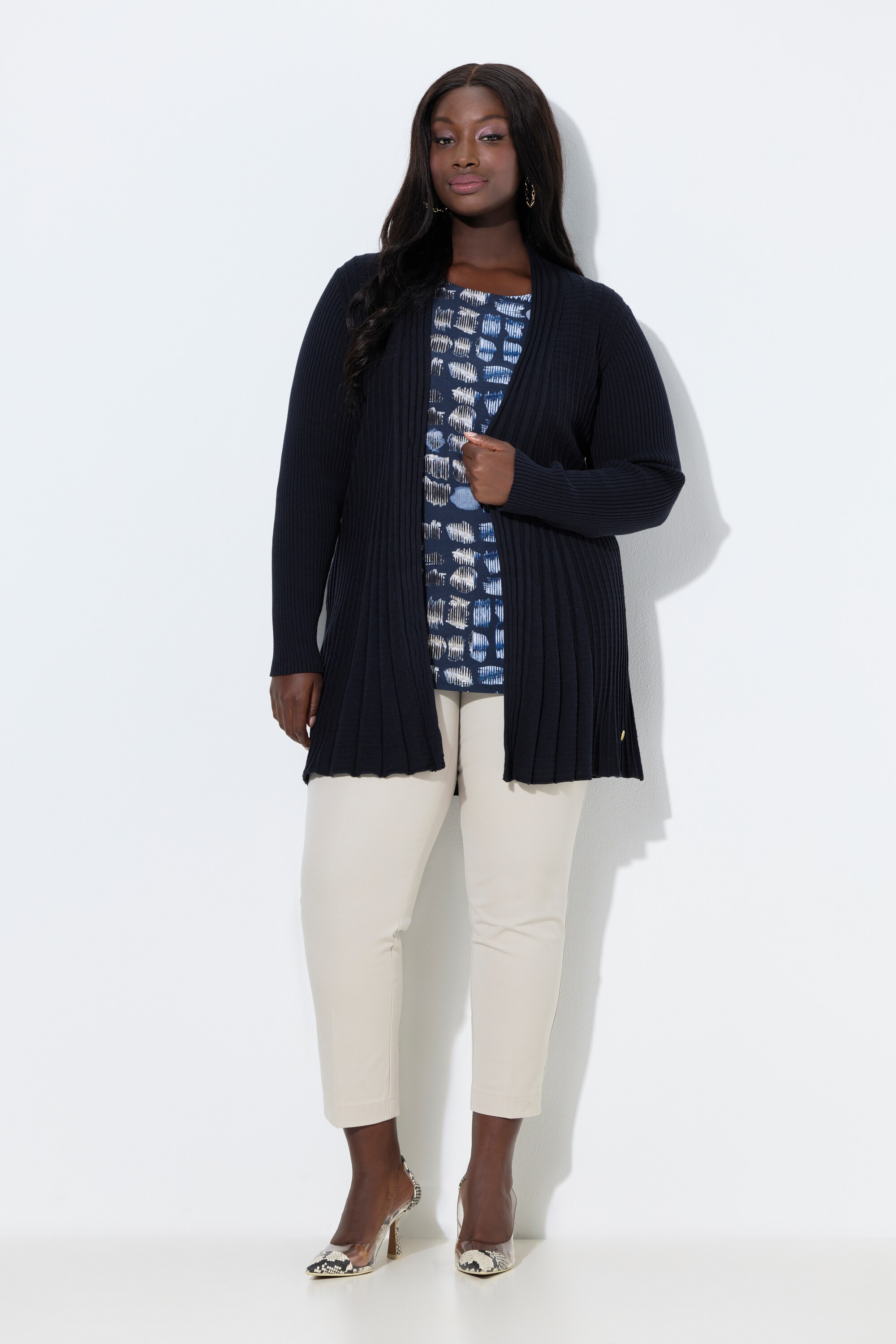 Cardigan plissé. Col châle et manches, ULLA POPKEN