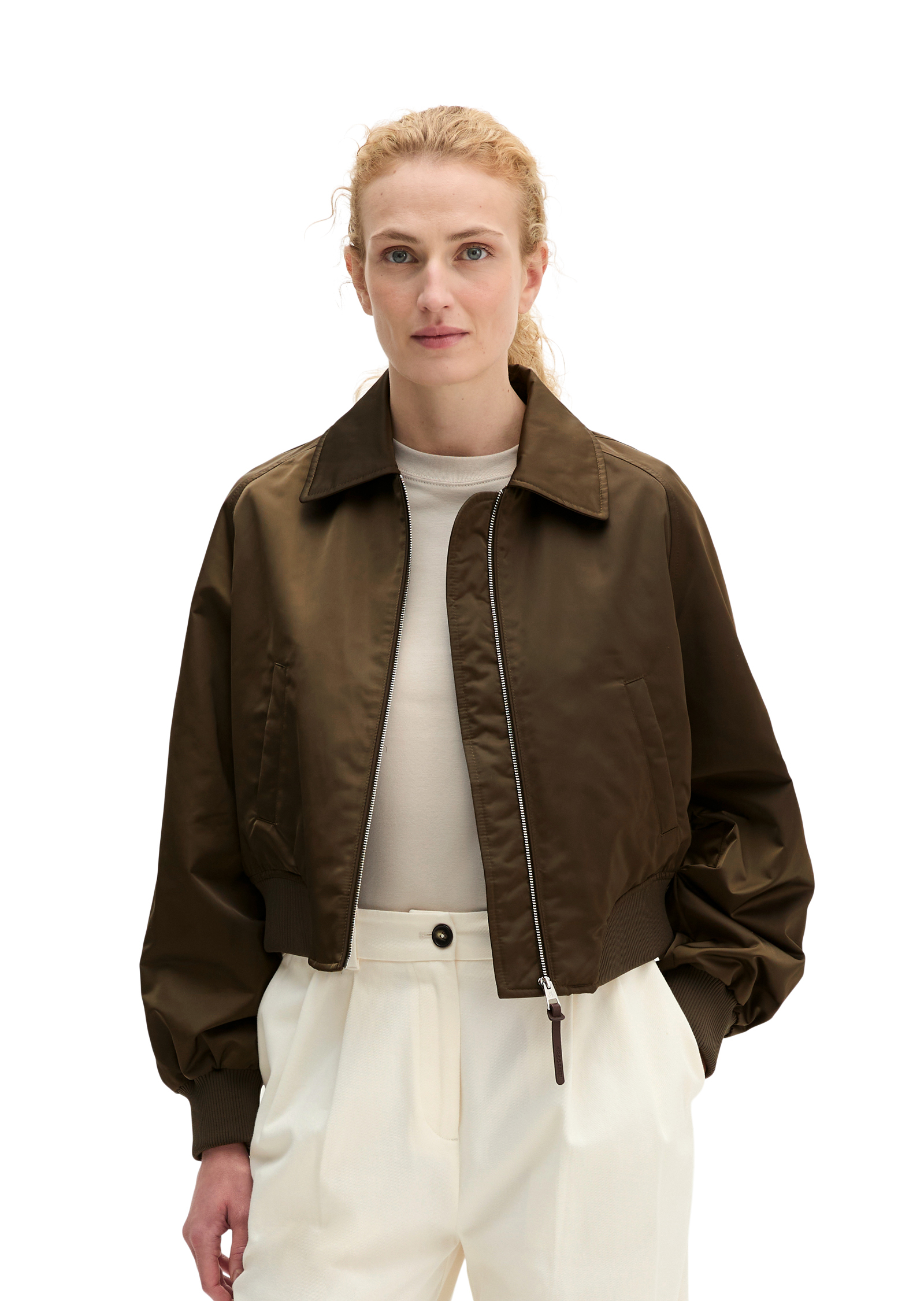 Blouson style aviateur regular en sergé de polyester Shiny recyclé, MARC O'POLO