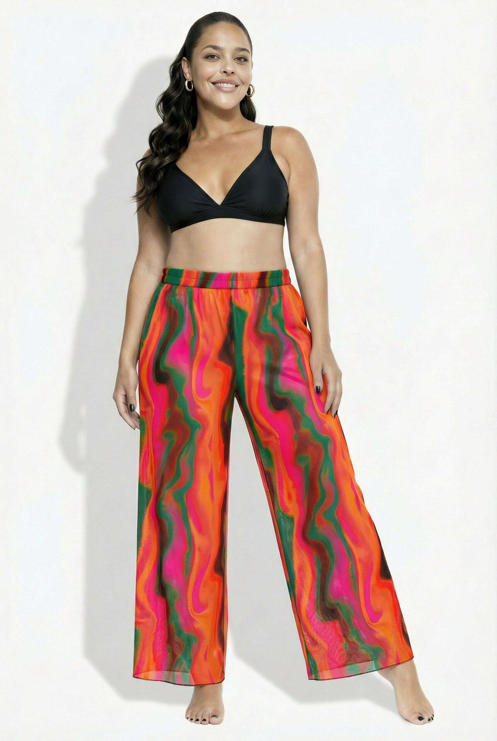 Pantalon Palazzo, motif vagues, ULLA POPKEN