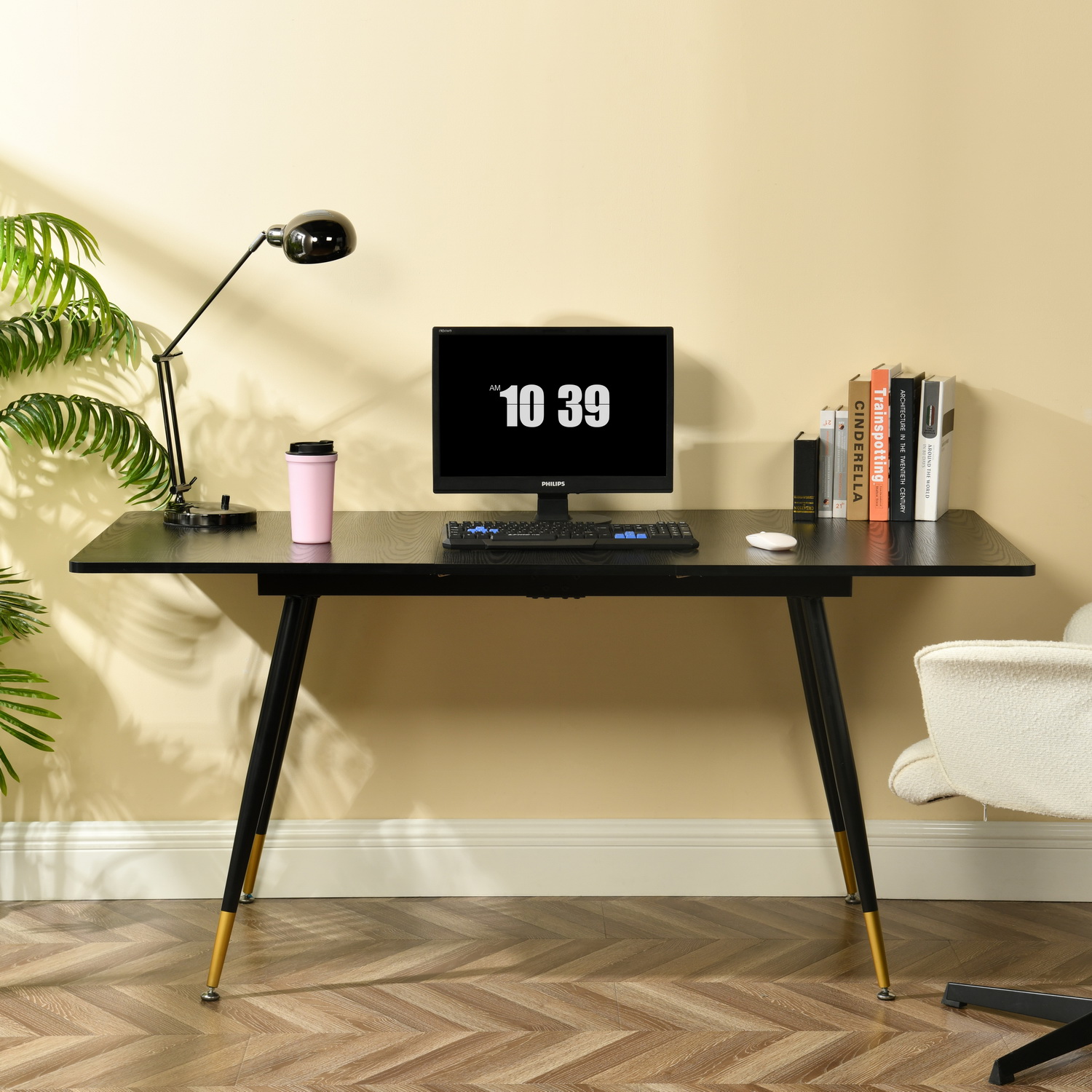 Bureau d'ordinateur extensible à allonge papillon intégrée, WHALENDESK, MEUBLES COSY