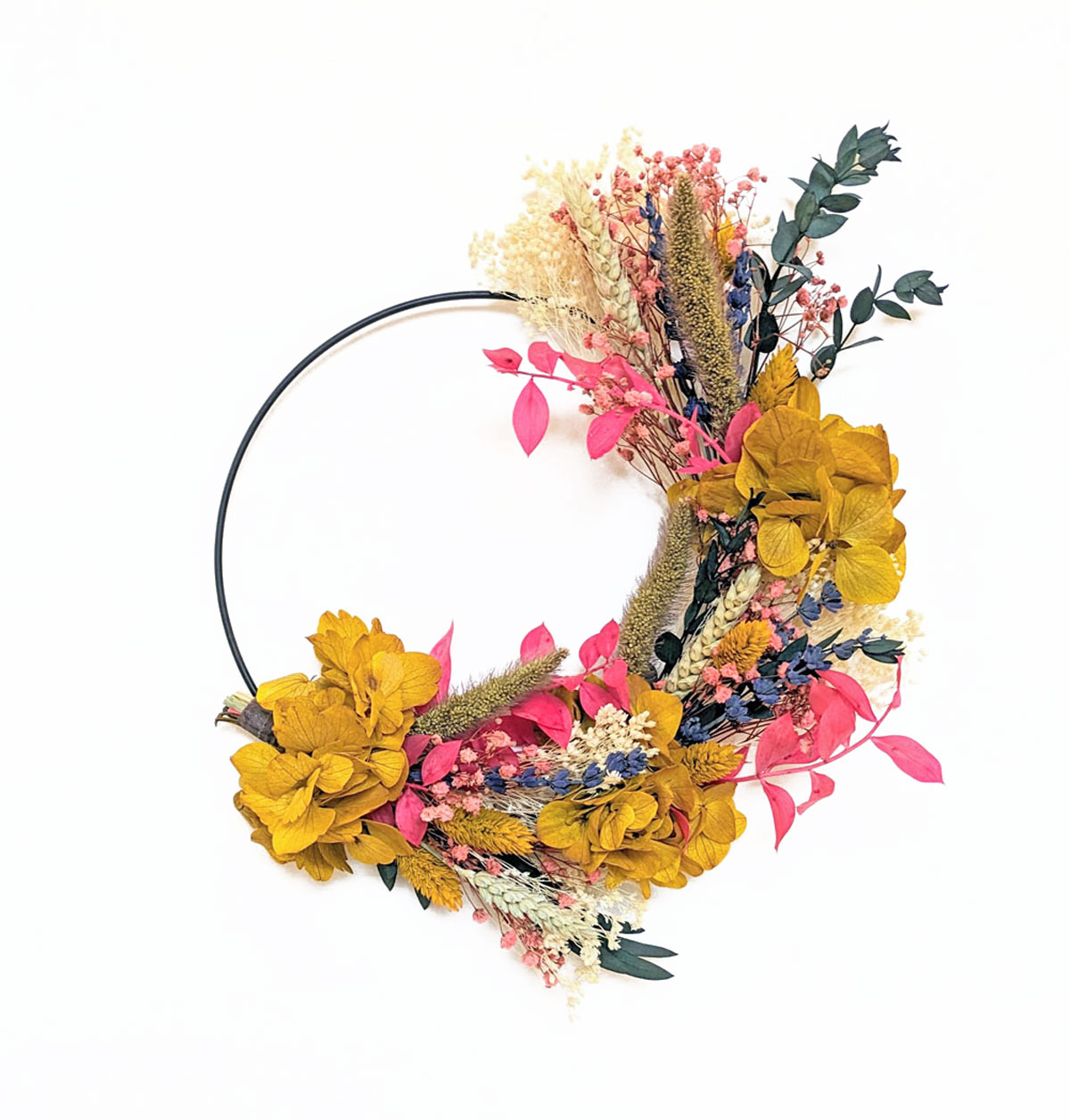 Couronne murale de fleurs séchées D20cm HILDA, RECONCILIATION VEGETALE
