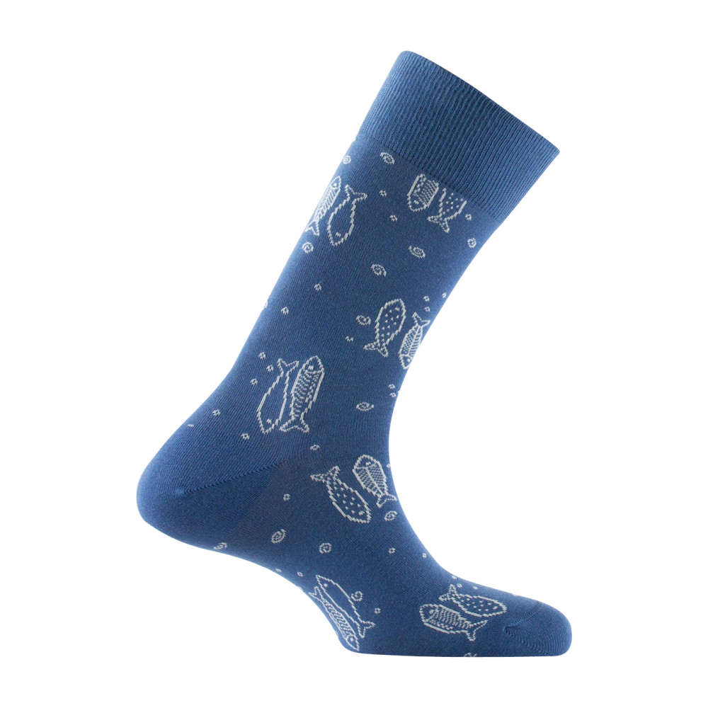 Mi-chaussettes en coton motif Poissons MADE IN FRANCE, KINDY