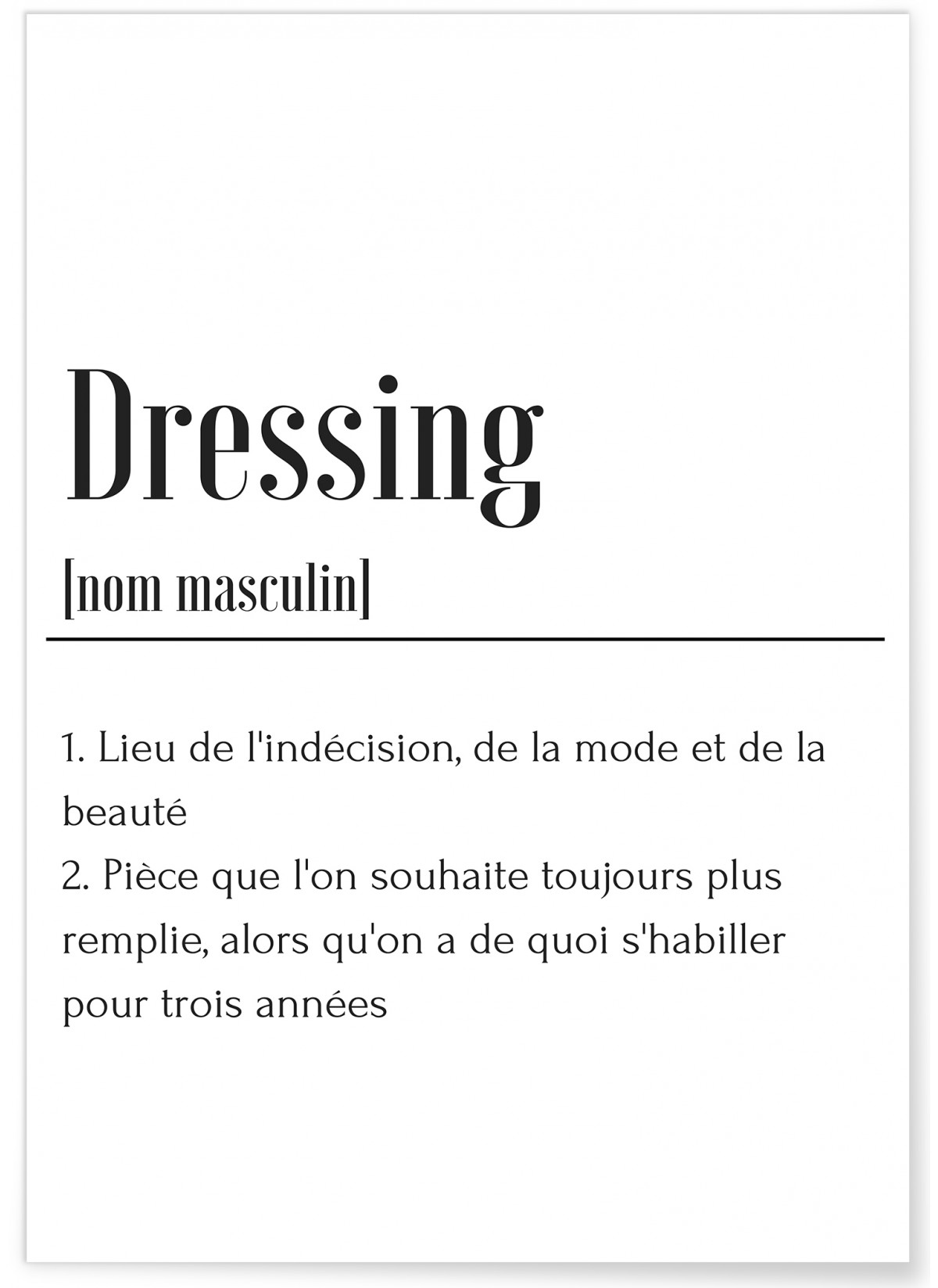 Affiche Définition Dressing, L'AFFICHERIE