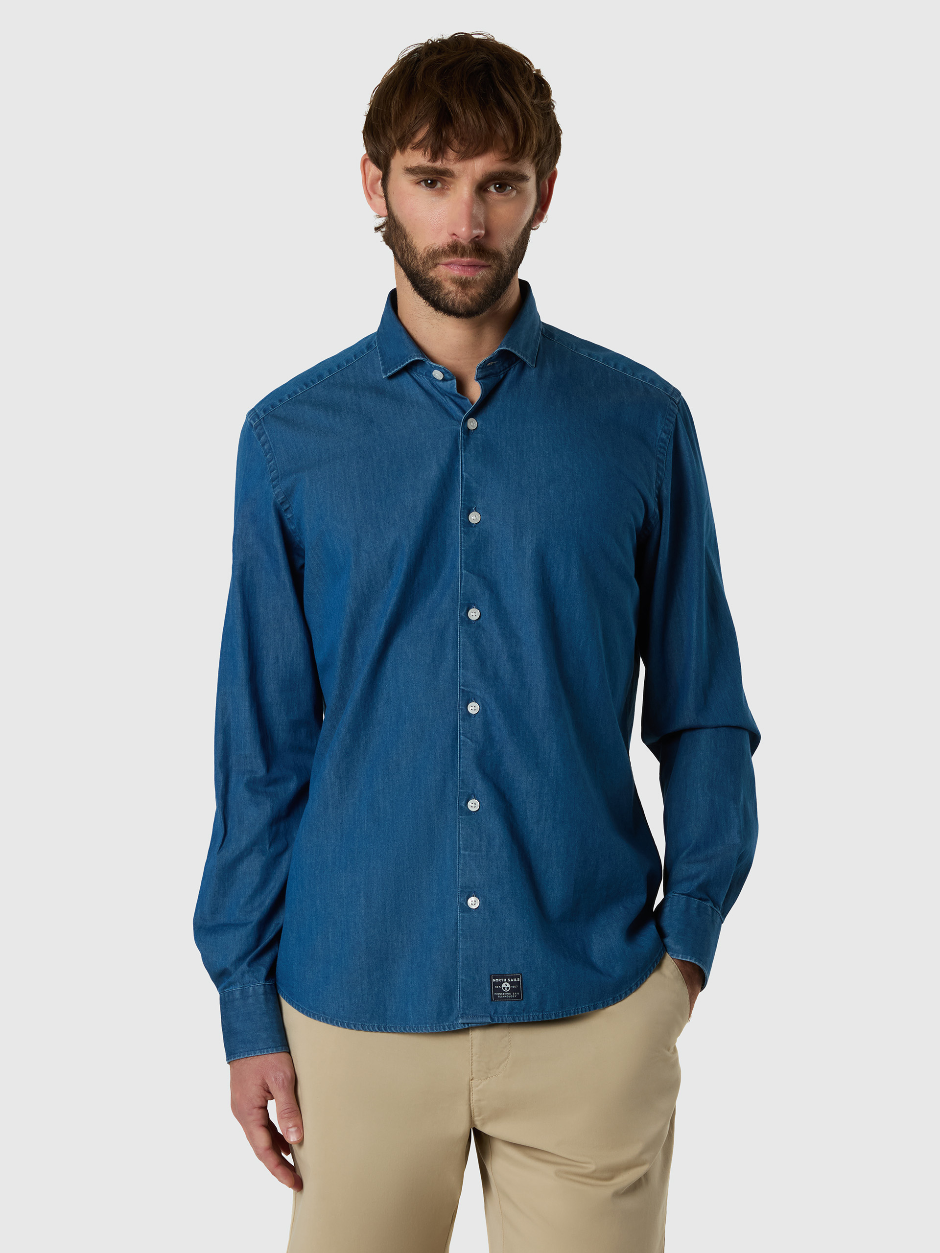 Chemise en denim à col découpé, NORTH SAILS