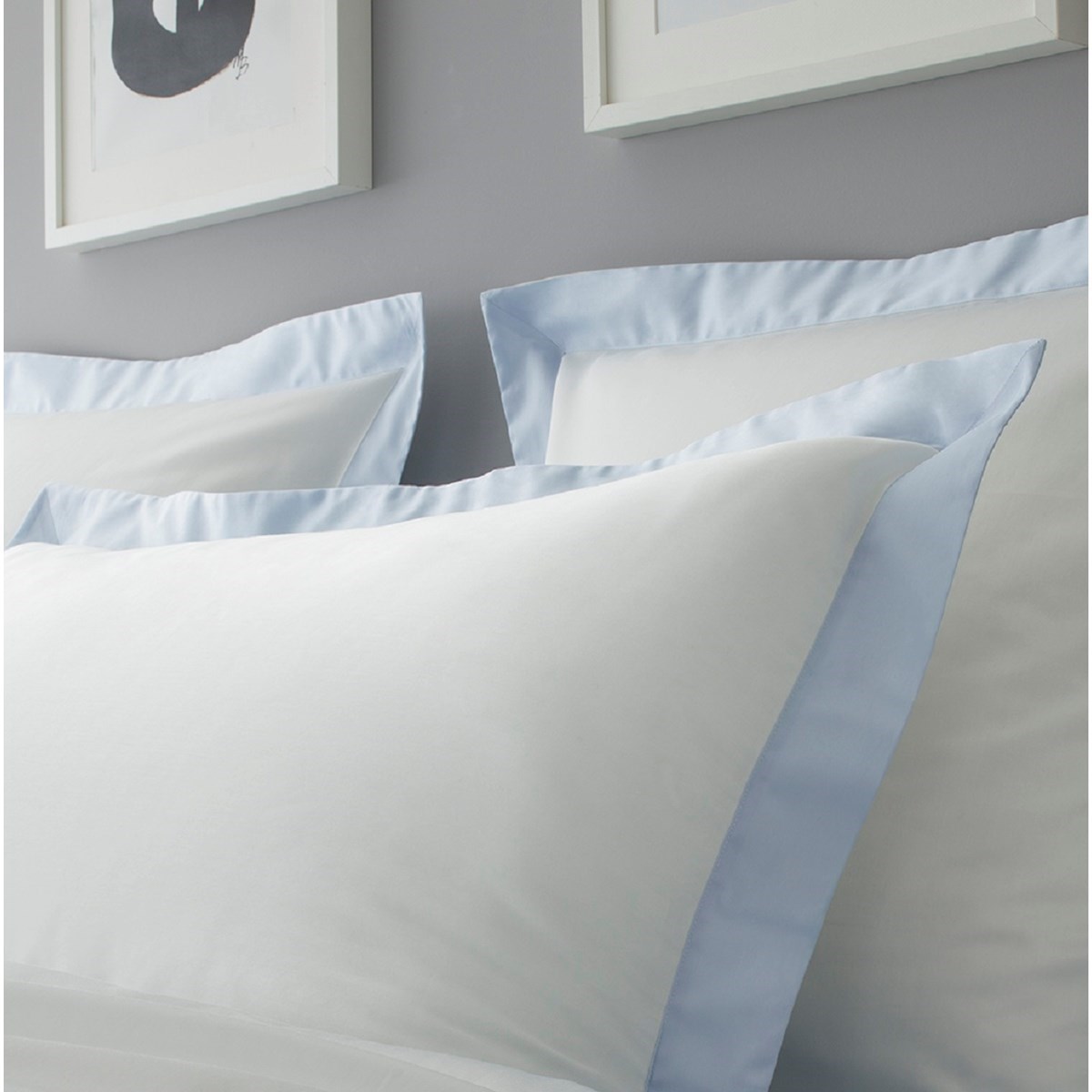 Taies d'oreiller satin de coton CELESTE lot de 2, MPC MAISON