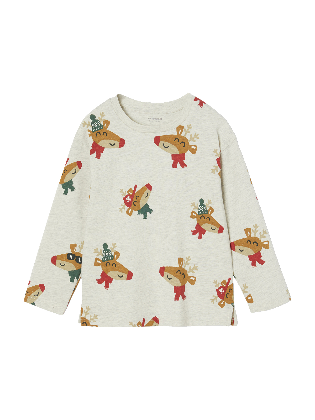 T-shirt Noël motifs ludiques rennes, VERTBAUDET