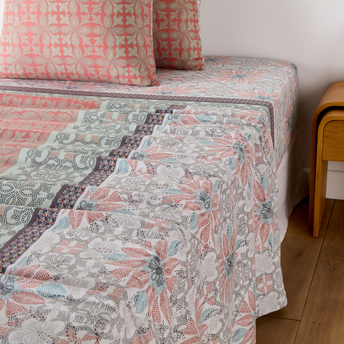 Bettlaken bergame, flanell grau/grün/violett/rosa So'home