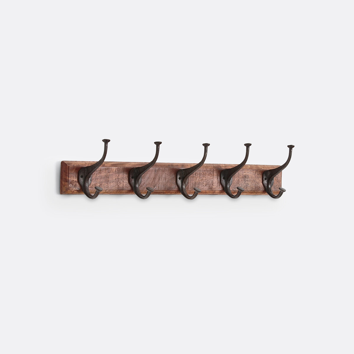 Kuhome 2-Pack Brown Wooden Coat Racks - 5 Triple Hooks Each, Rustic Wall-Mounted Organizer