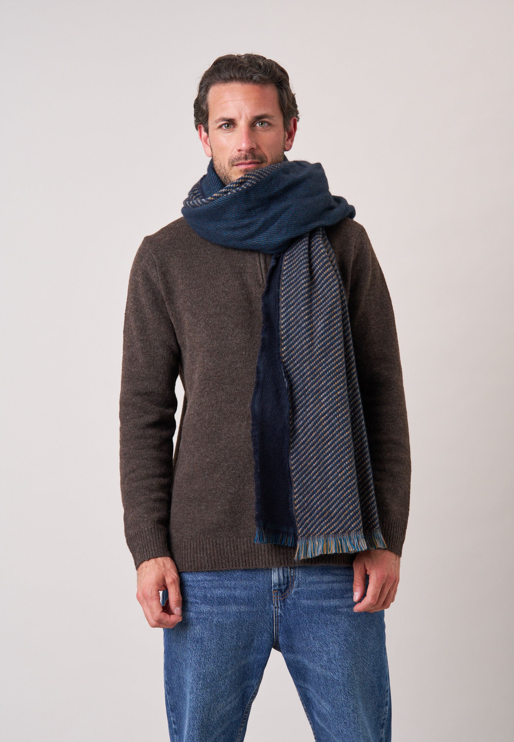 Écharpe homme bicolore à franges RENDELL, DEELUXE