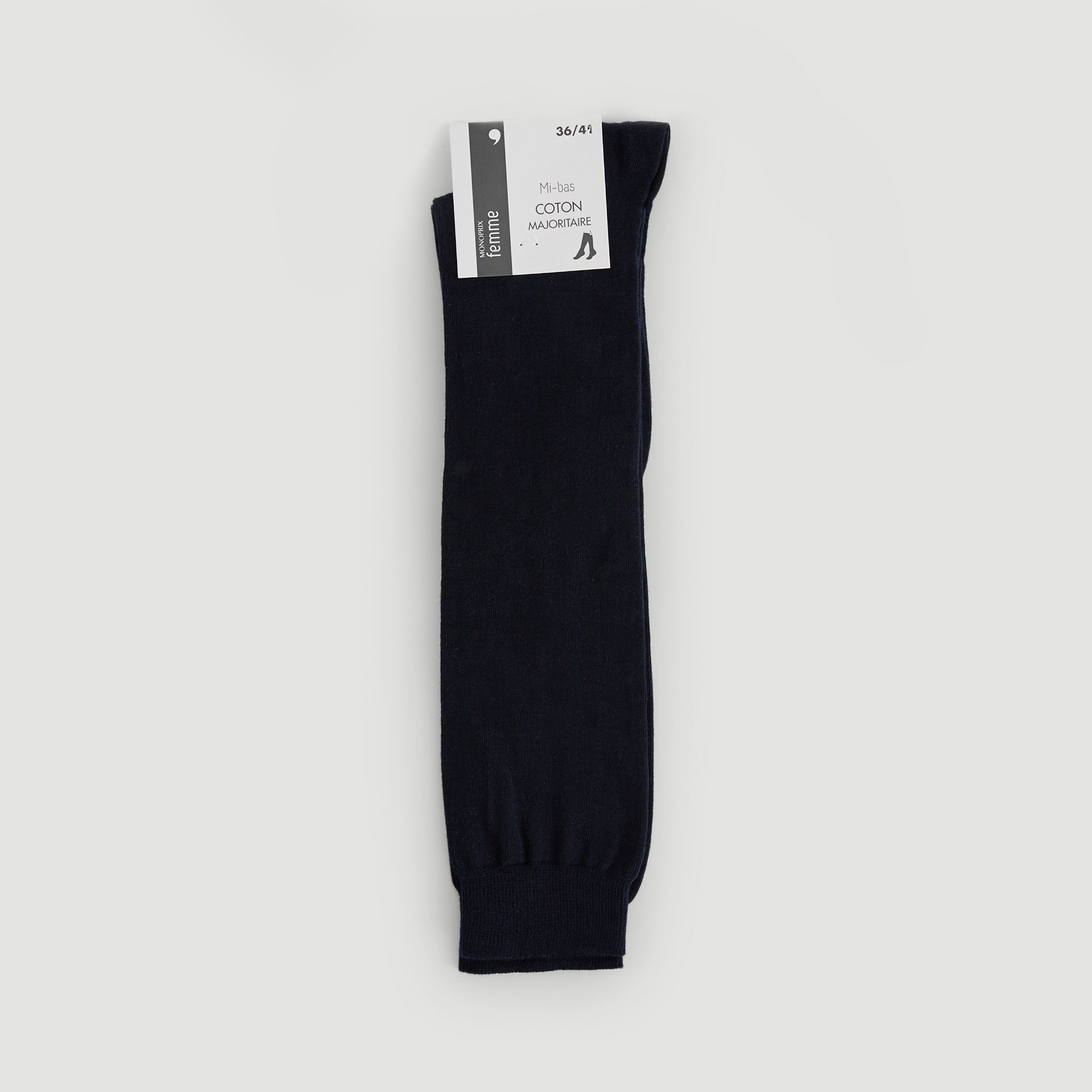 Mi-bas jersey contient du coton, noir, MONOPRIX