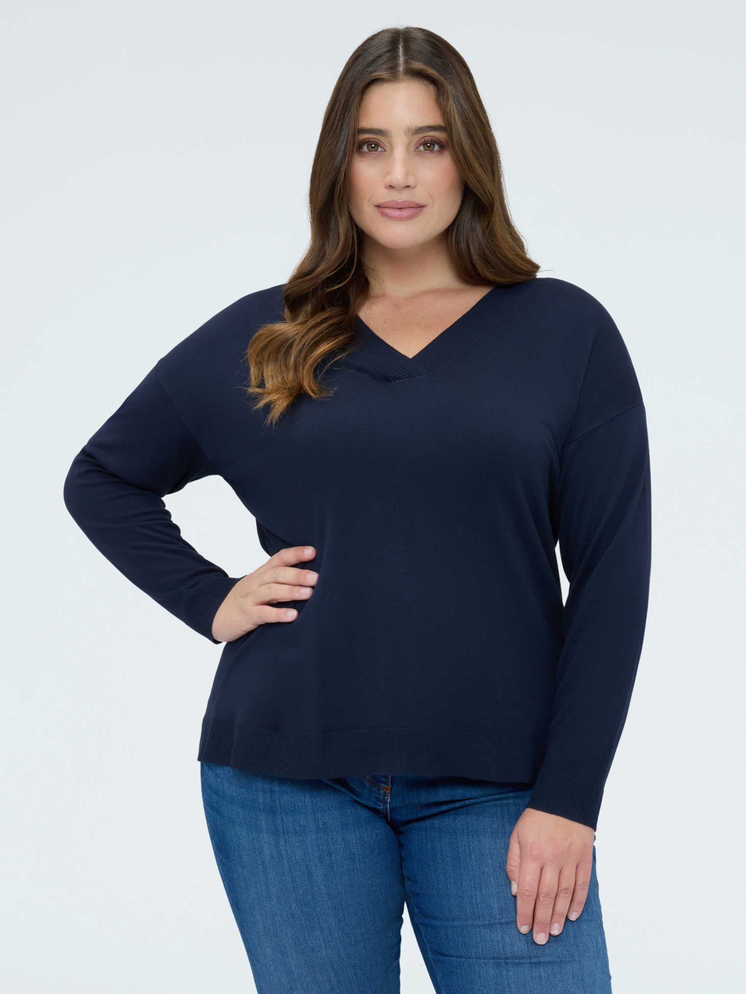 Pull col V en mélange viscose, FIORELLA RUBINO