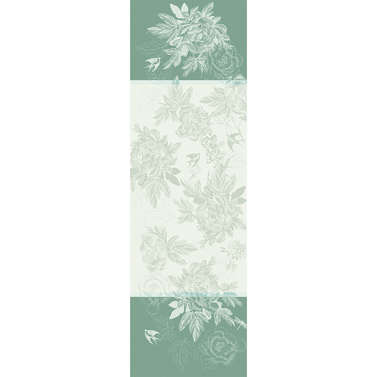 Chemin de table pur coton antitache JARDIN DE PIVOINES, GARNIER THIEBAUT