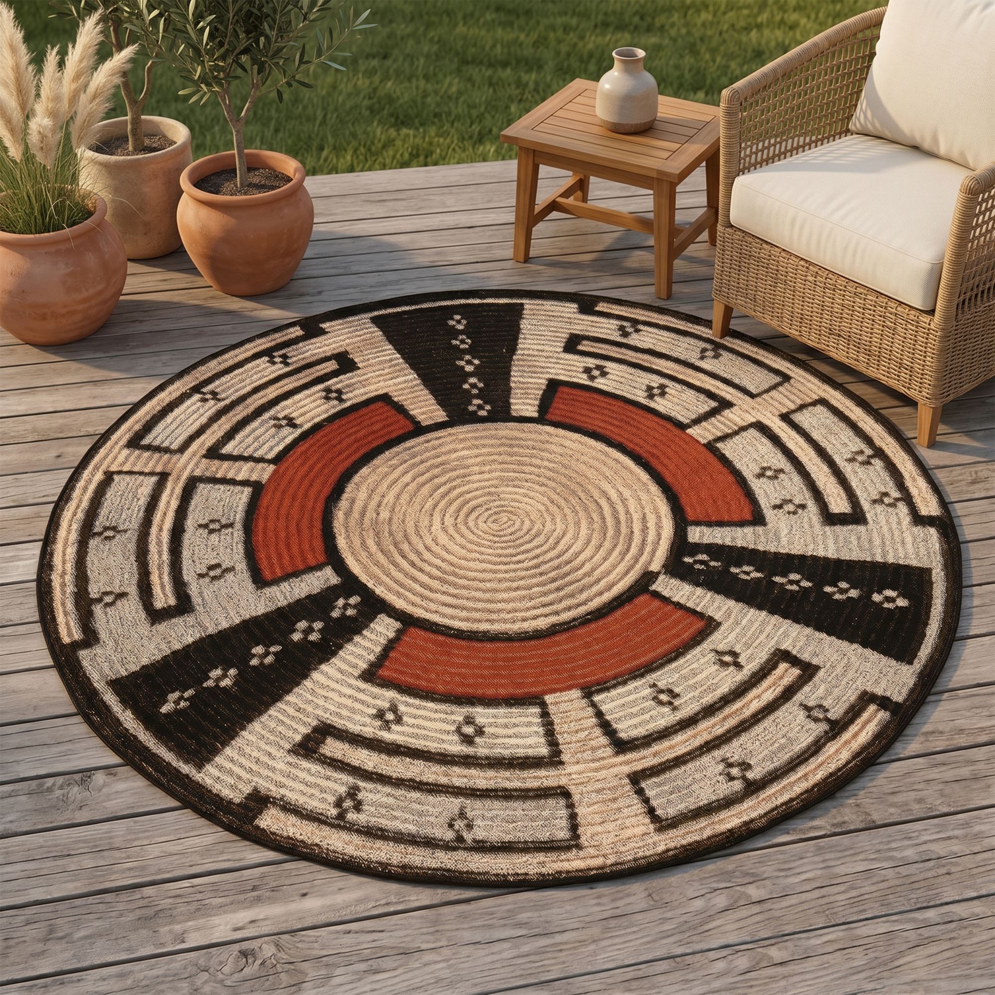 Tapis d'extérieur tissé plat à motifs géométriques - AURORA, GINO FALCONE