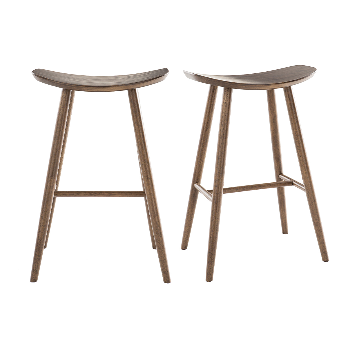 Tabourets de bar design noyer H72 cm (lot de 2) DEMORY, MILIBOO