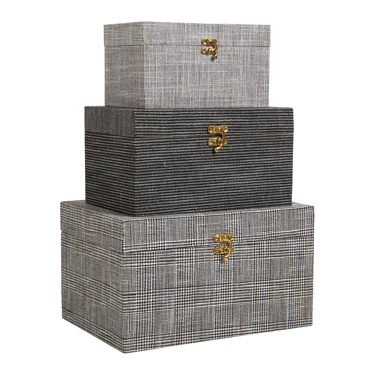 Set de 3 boîtes GABIN tissu, BLANC D’IVOIRE