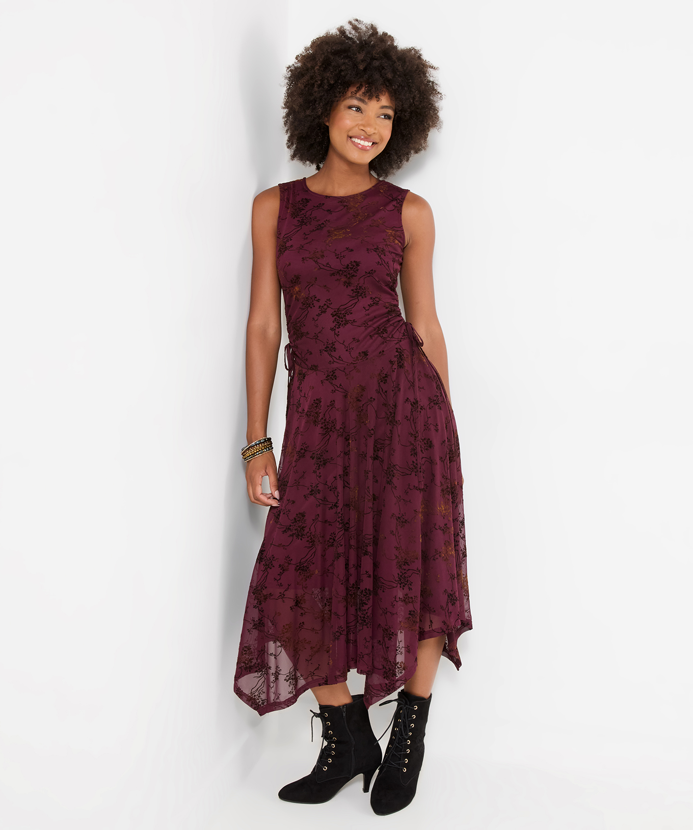 Robe Longue Floquée à Ourlet Plongeant Dita, JOE BROWNS