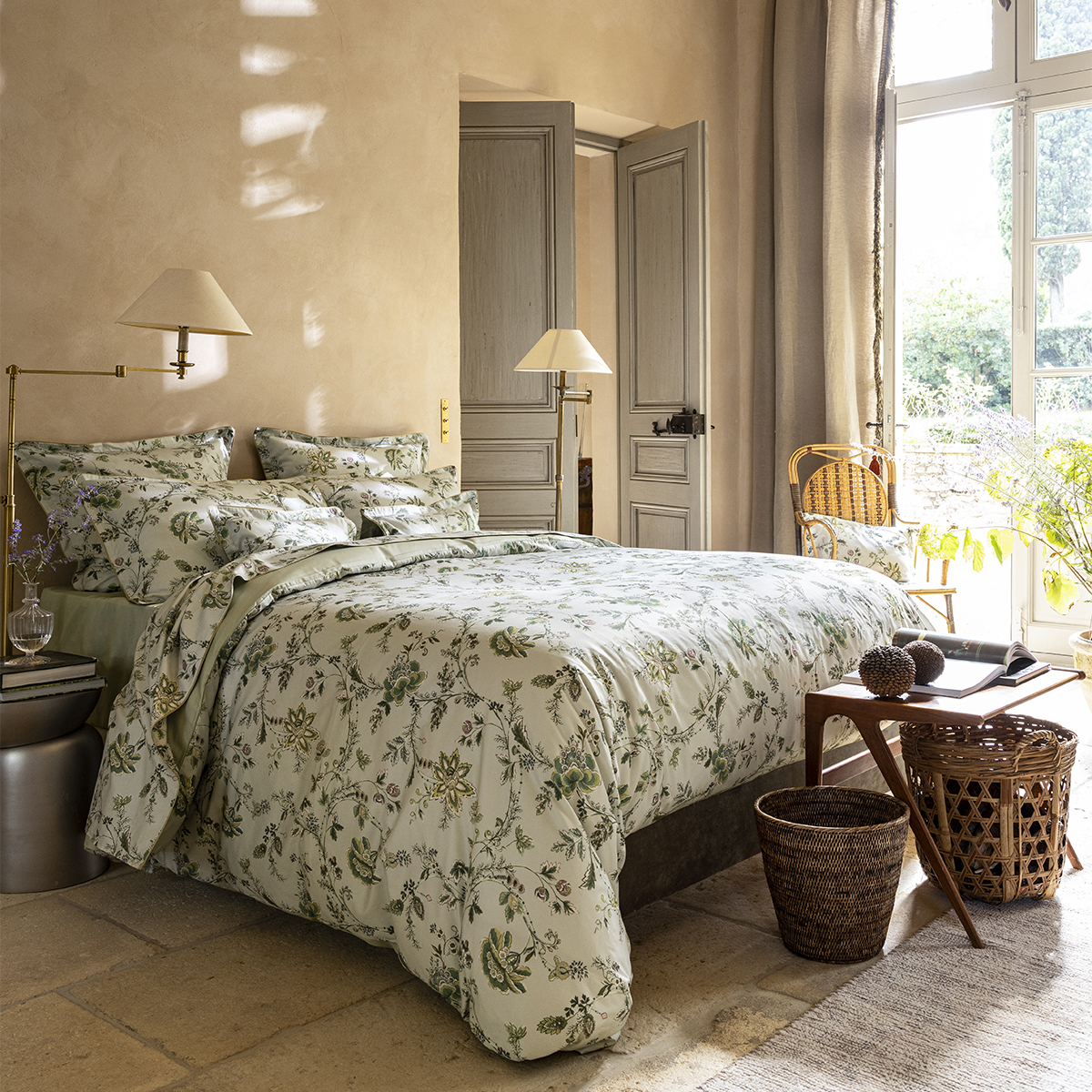 Housse de couette imprimée en satin de coton bio, MAUSSANE, ALEXANDRE TURPAULT