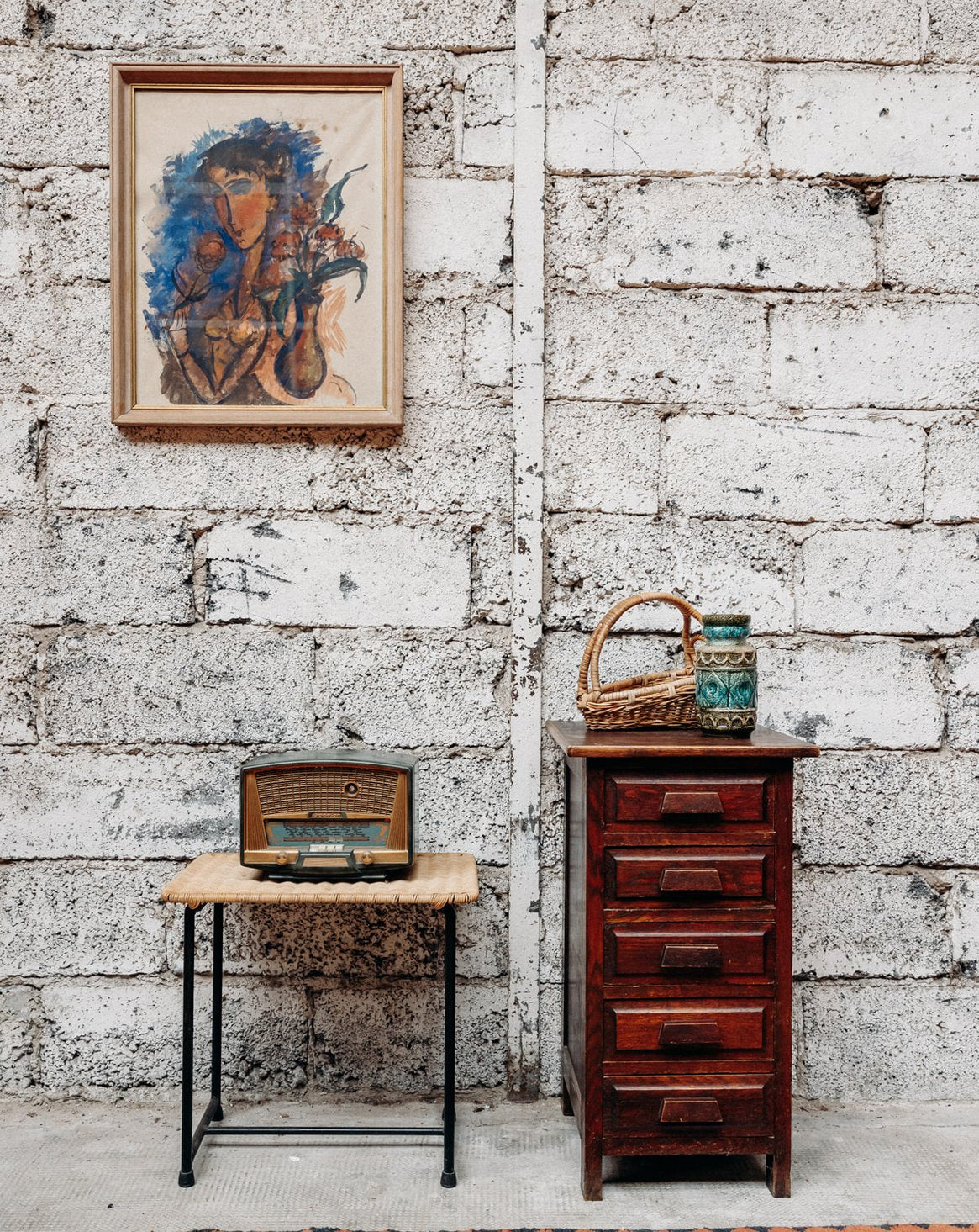 Table de chevet en bois Odile N°497 - Bon état, DEBONGOUT