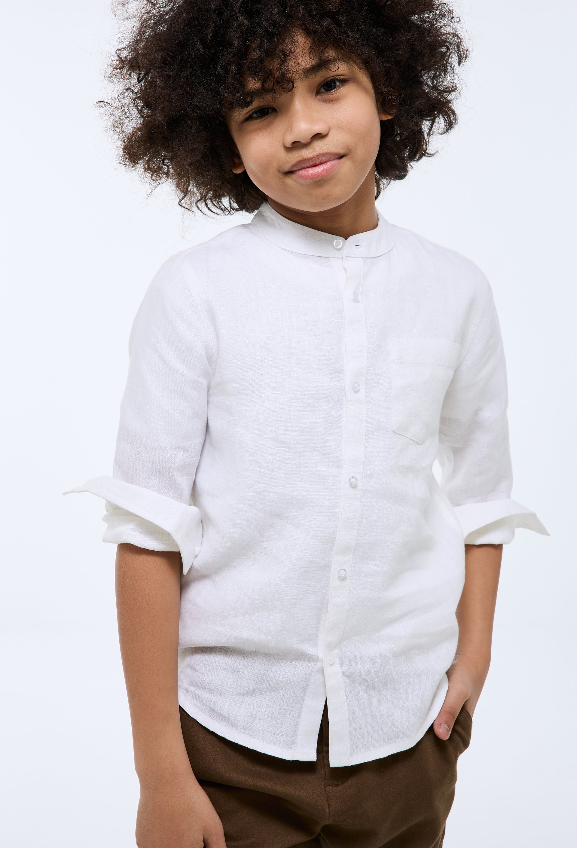 Chemise unie col mao en 100% lin, European Flax, MONOPRIX KIDS