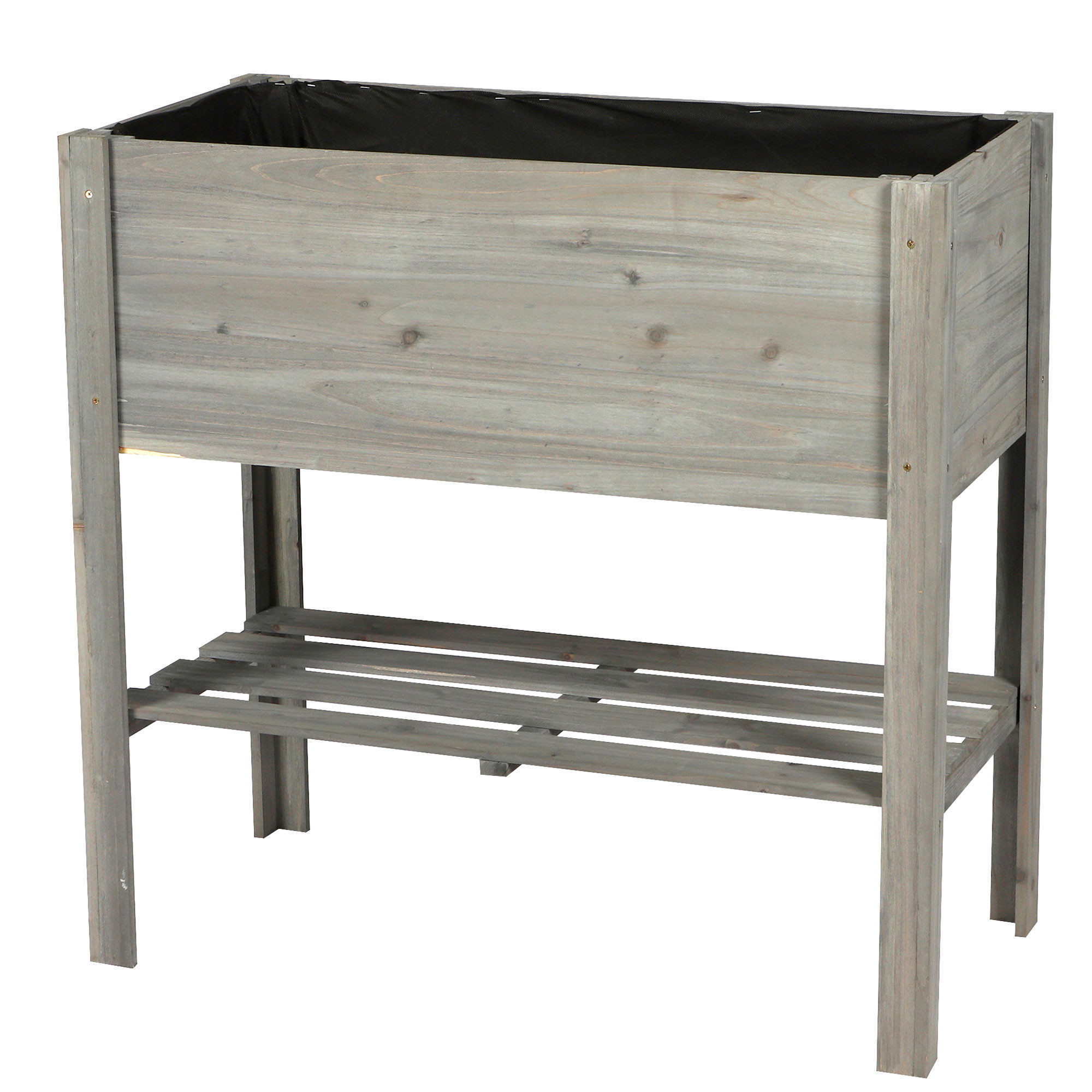 Potager sur pied en bois gris 80.5x40x78.5cm, SUNNYDAYS