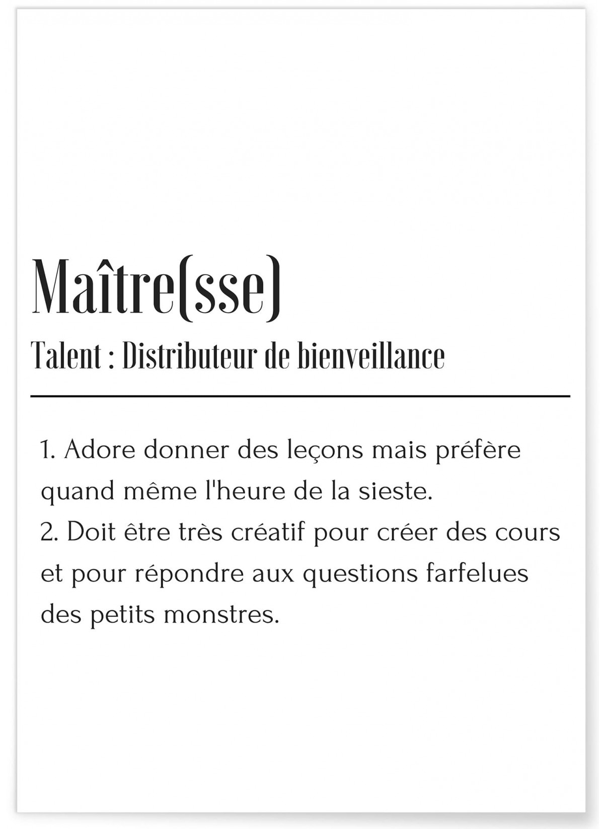 Affiche Définition Maître(sse), L'AFFICHERIE