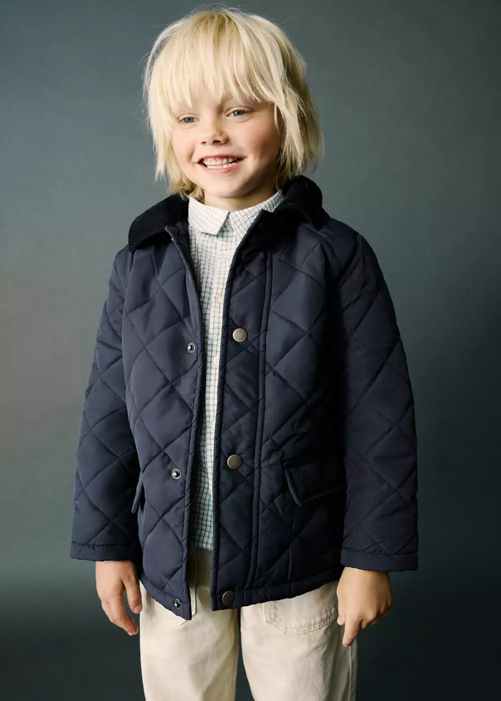 Quilted jacket with corduroy collar, MANGO BABY