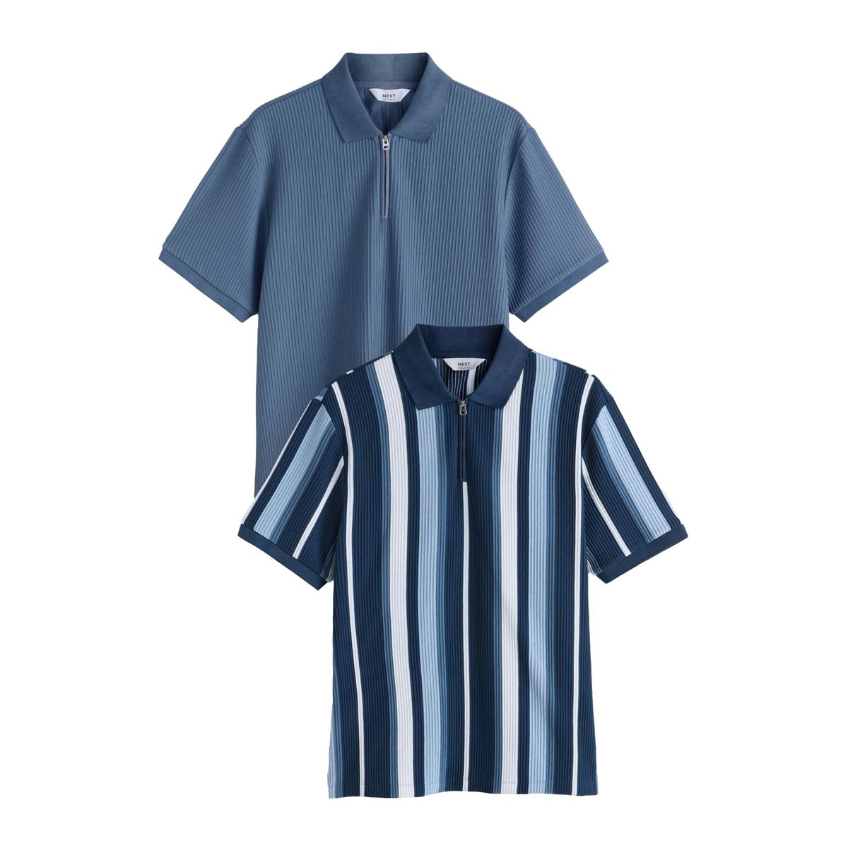Polo rayé à col zippé, lot de 2, NEXT