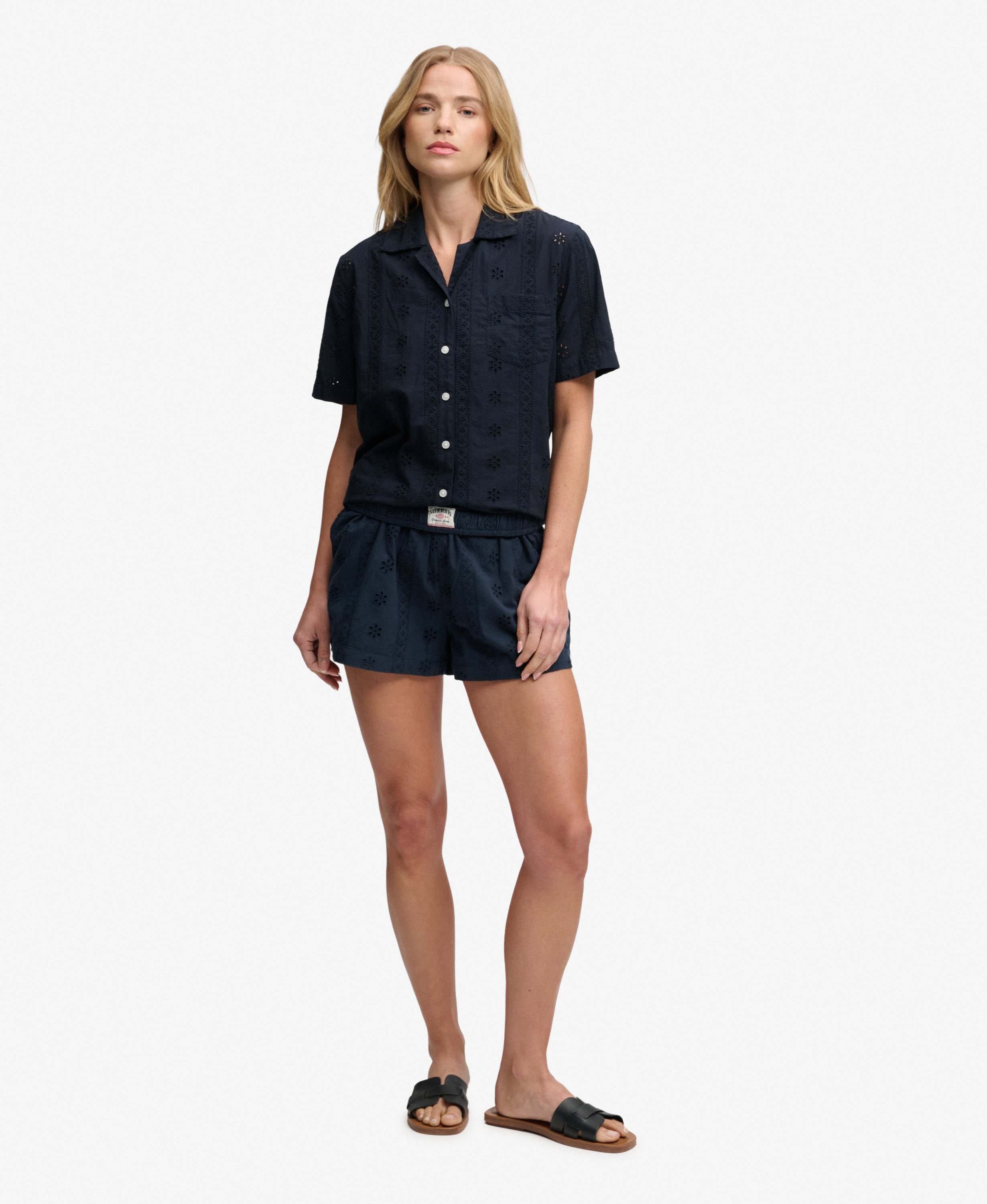 Short de plage en broderie anglaise, SUPERDRY