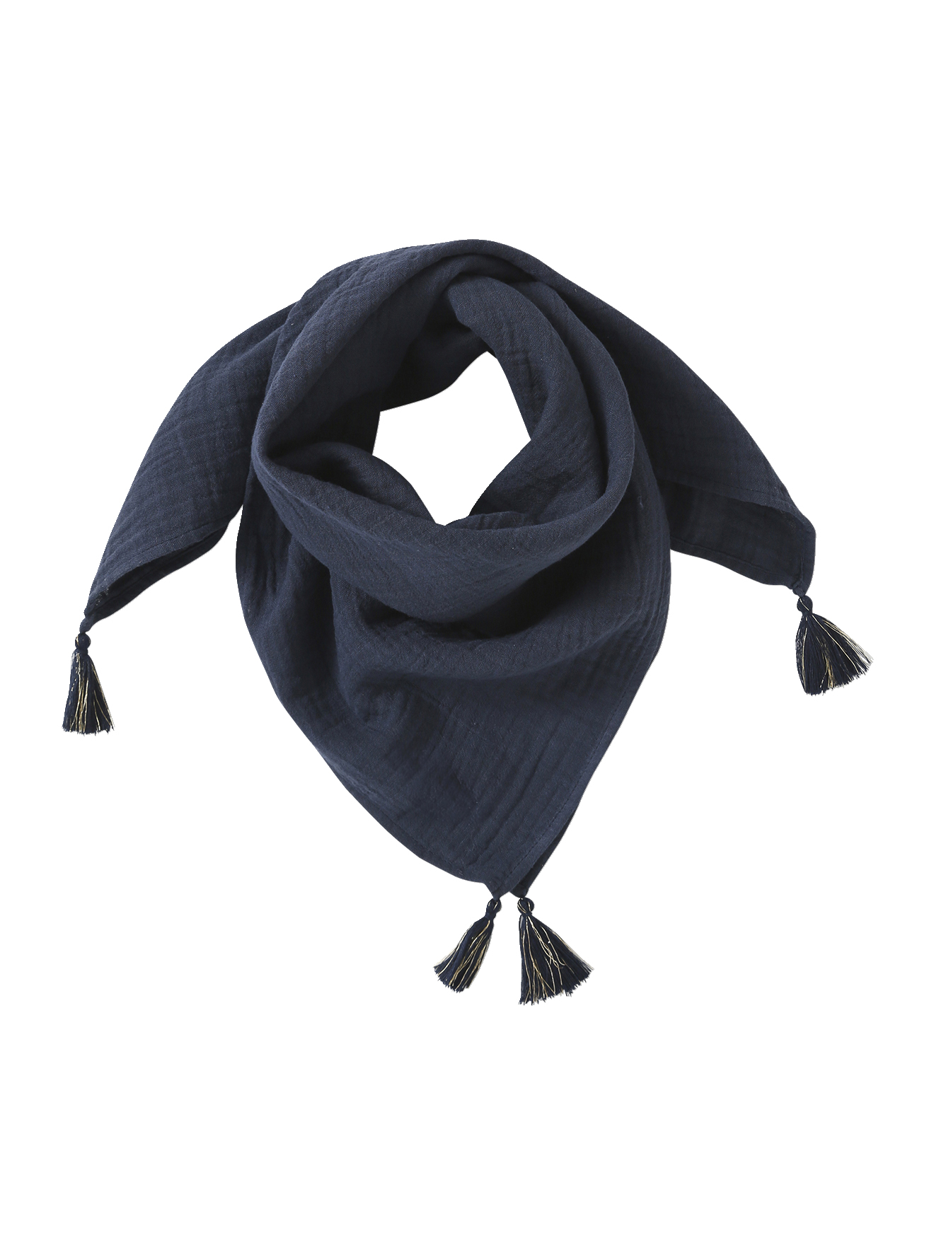 Foulard uni à pompons en coton bio, VERTBAUDET