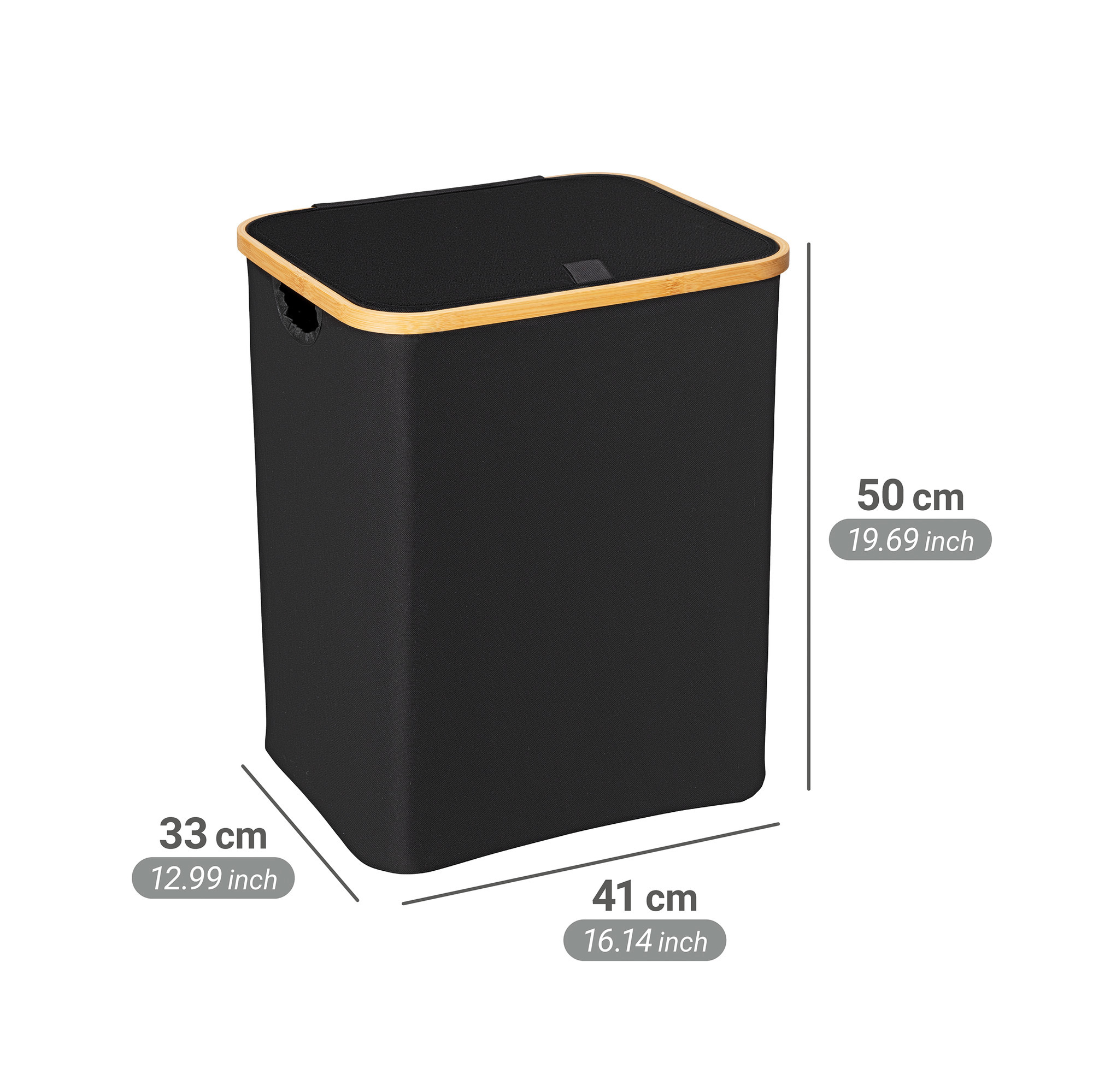 Panier à Linge Adria Wenko Carré 48L – Design Tressé Noir Élégant Avec Couvercle