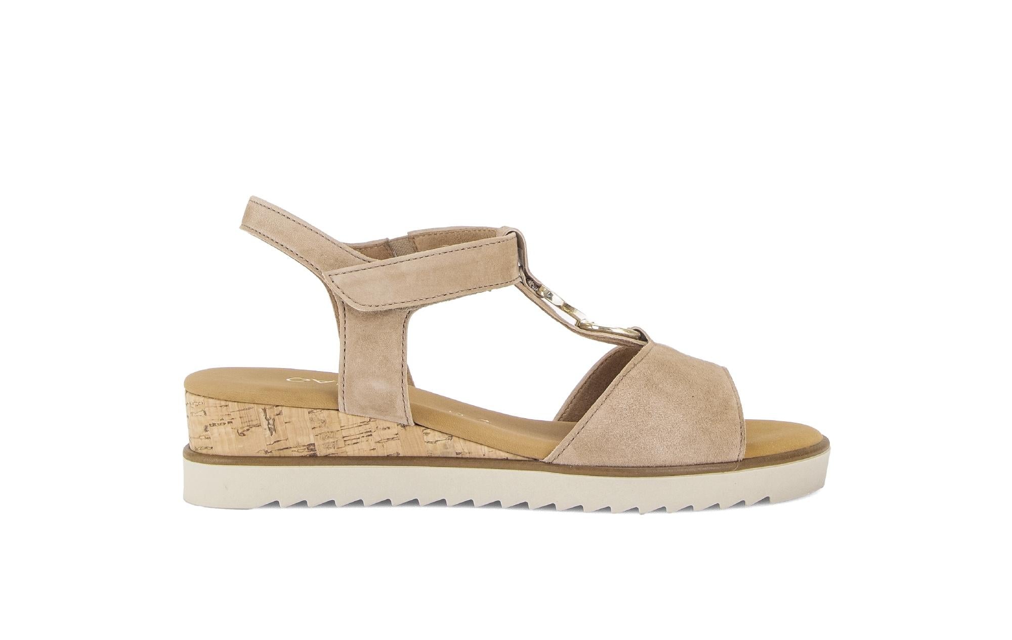 Sandales en cuir à talon compensé, GABOR