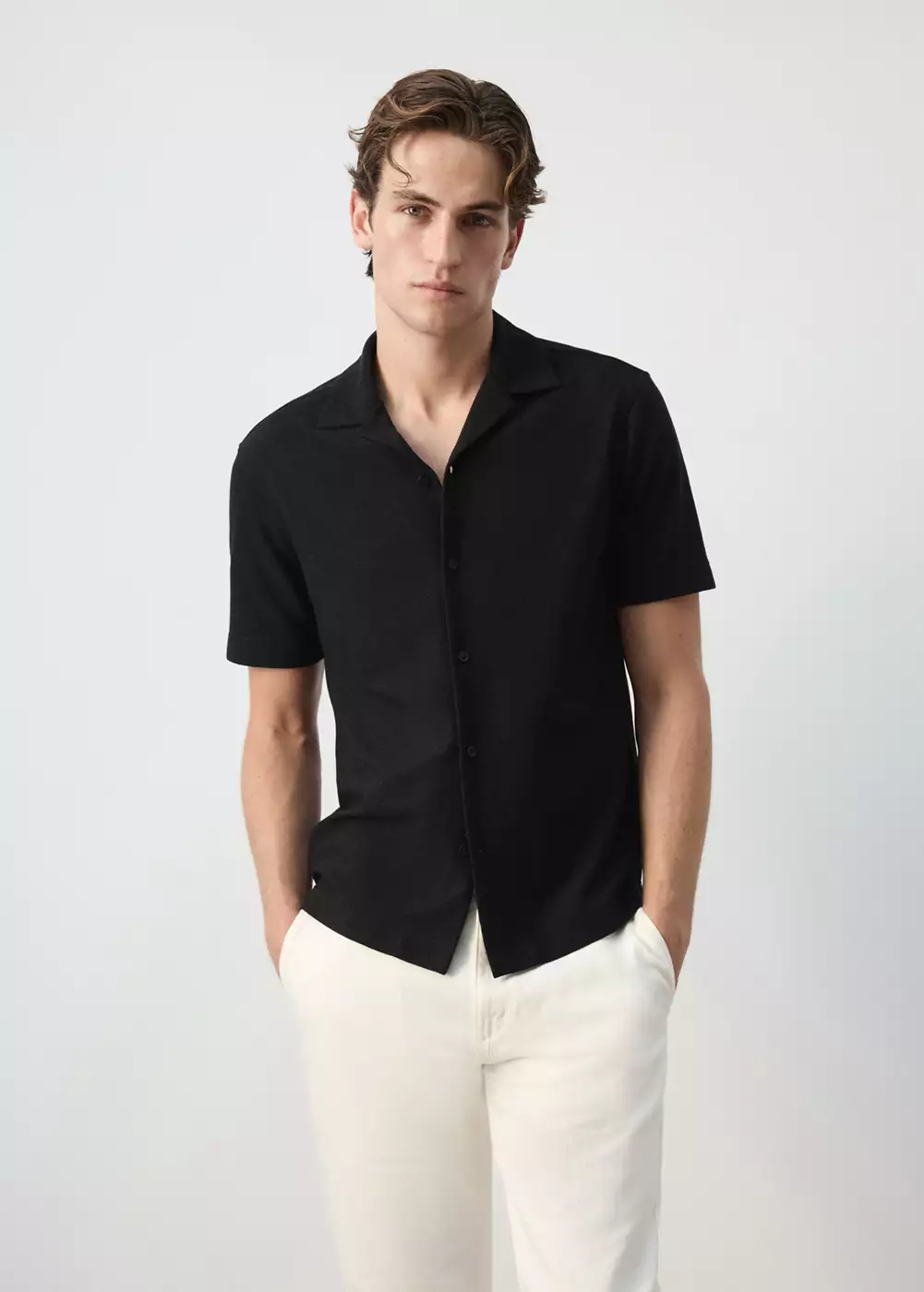 Chemise regular fit en mélange de coton texturé, MANGO MAN